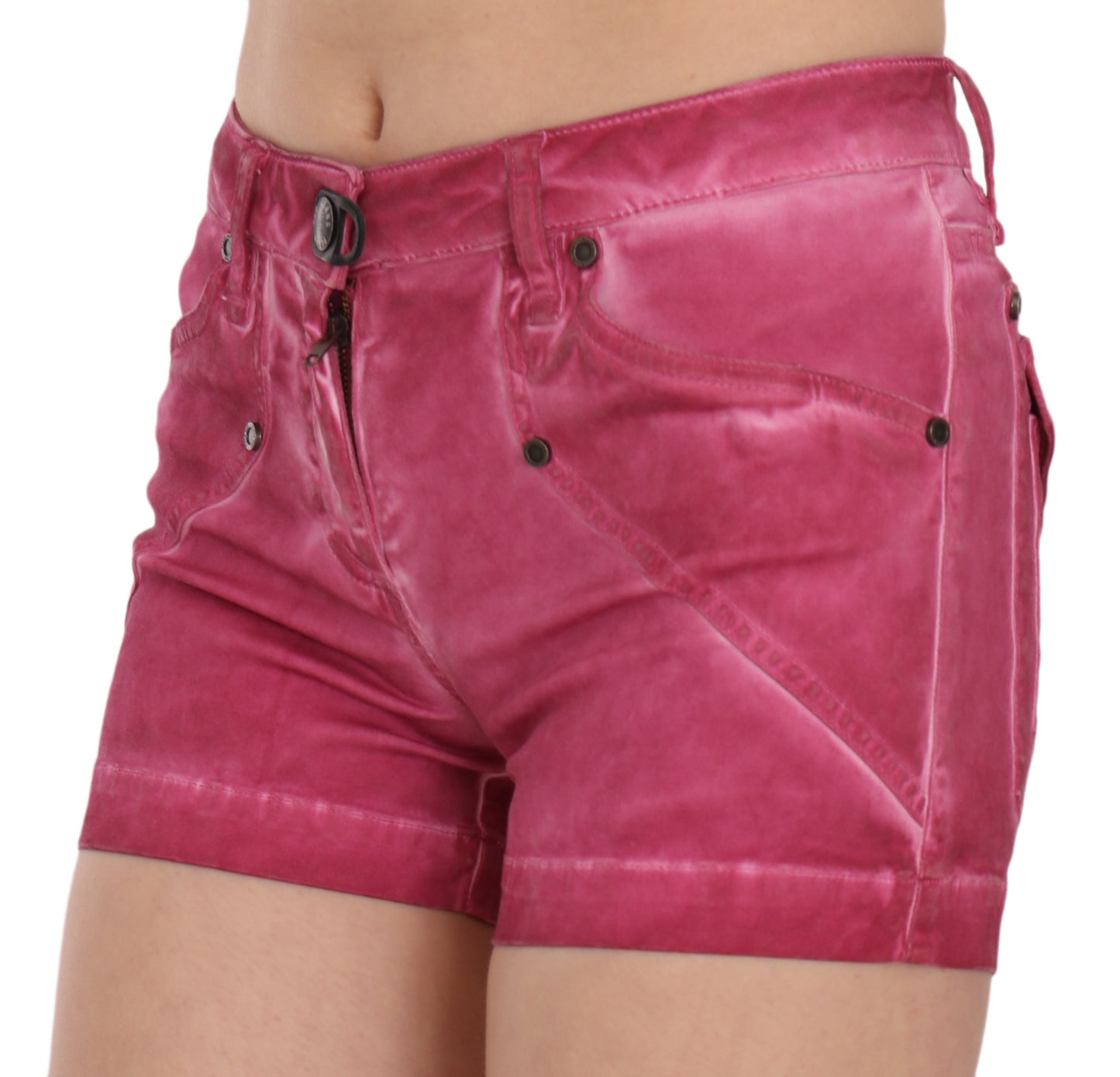 PLEIN SUD Chic Pink Vaskede Denimshorts