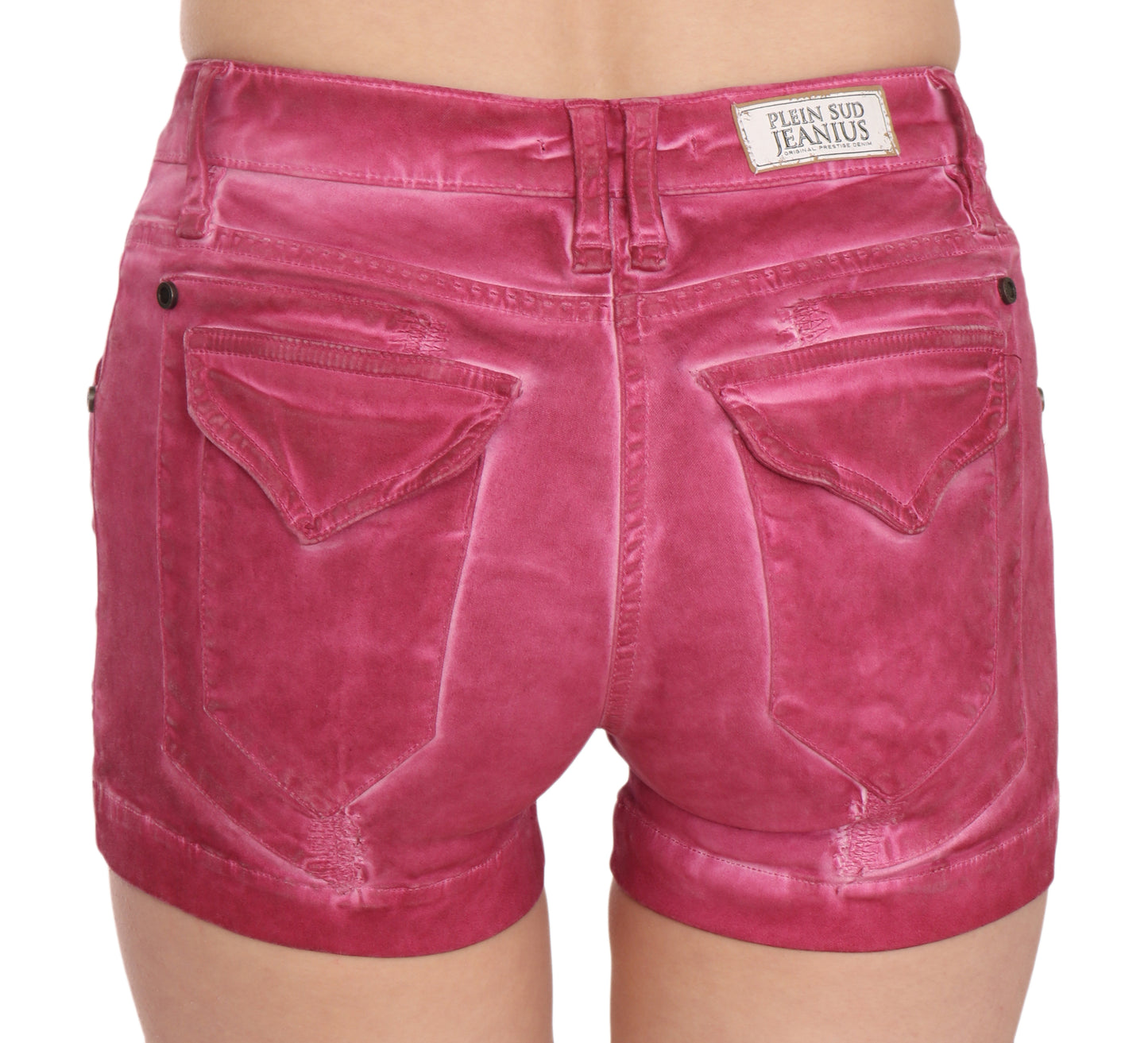PLEIN SUD Chic Pink Vaskede Denimshorts