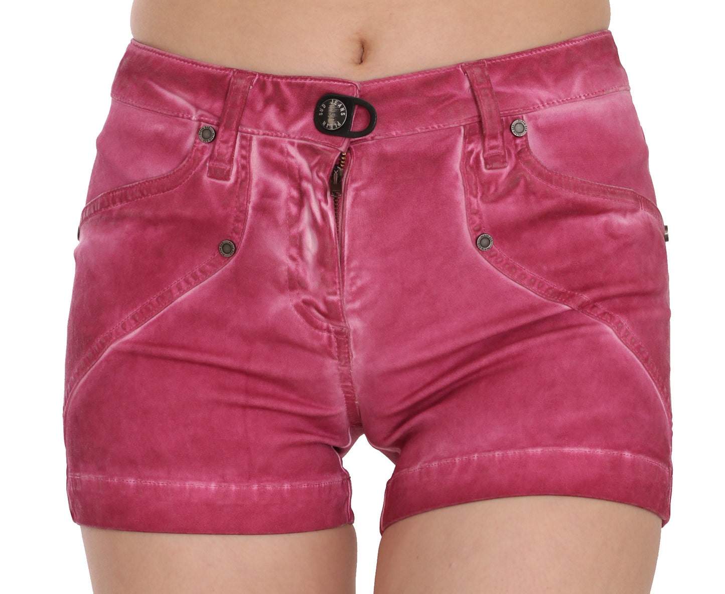 PLEIN SUD Chic Pink Vaskede Denimshorts