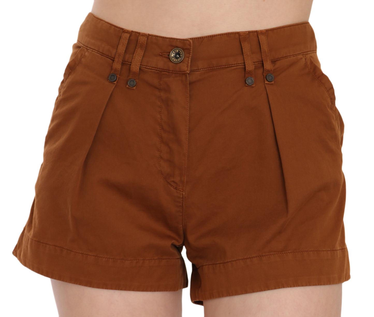 PLEIN SUD Chic Brune Mid Waist Mini Shorts