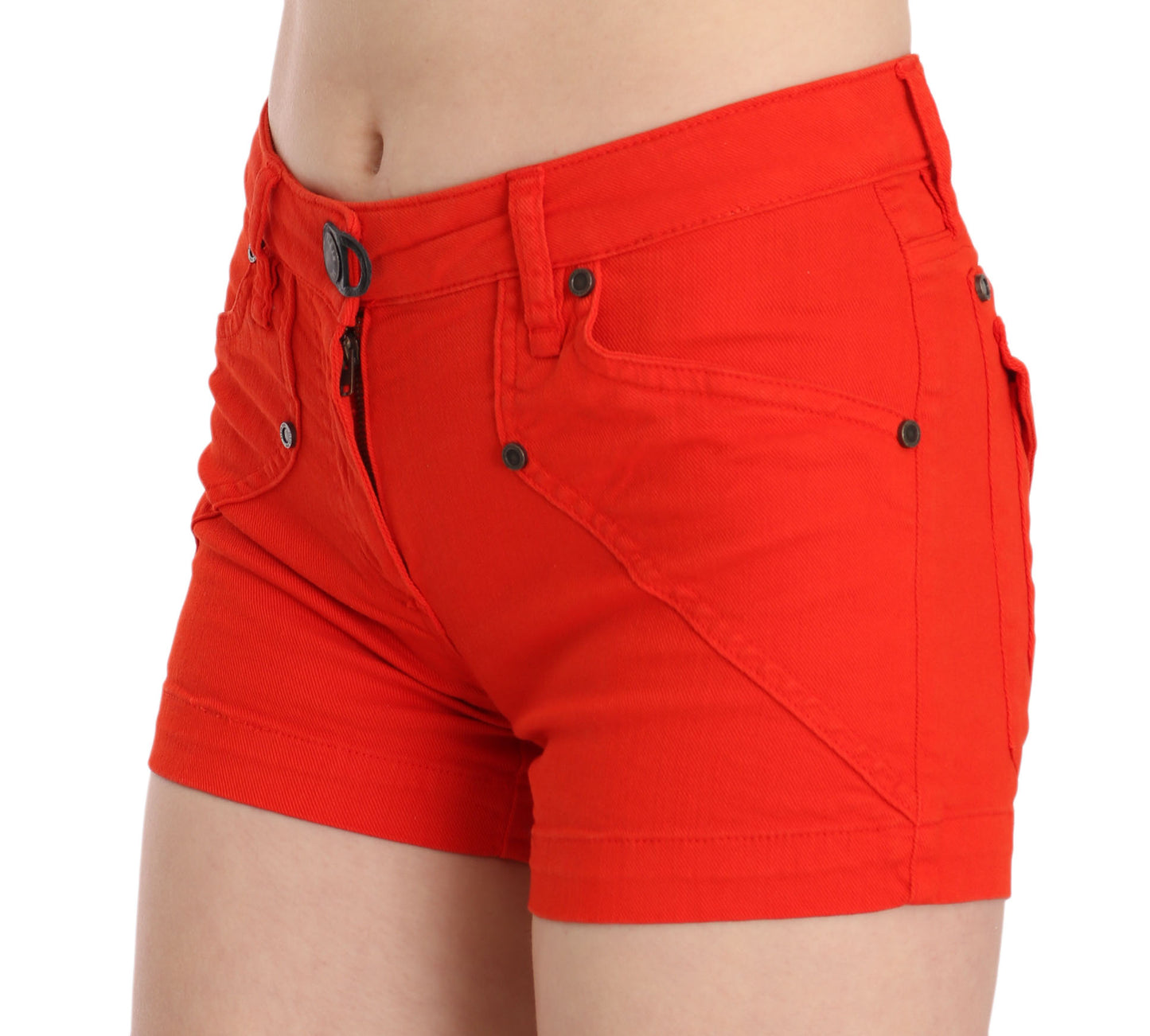 PLEIN SUD Chic Mid Waist Mini Shorts i Vibrant Orange
