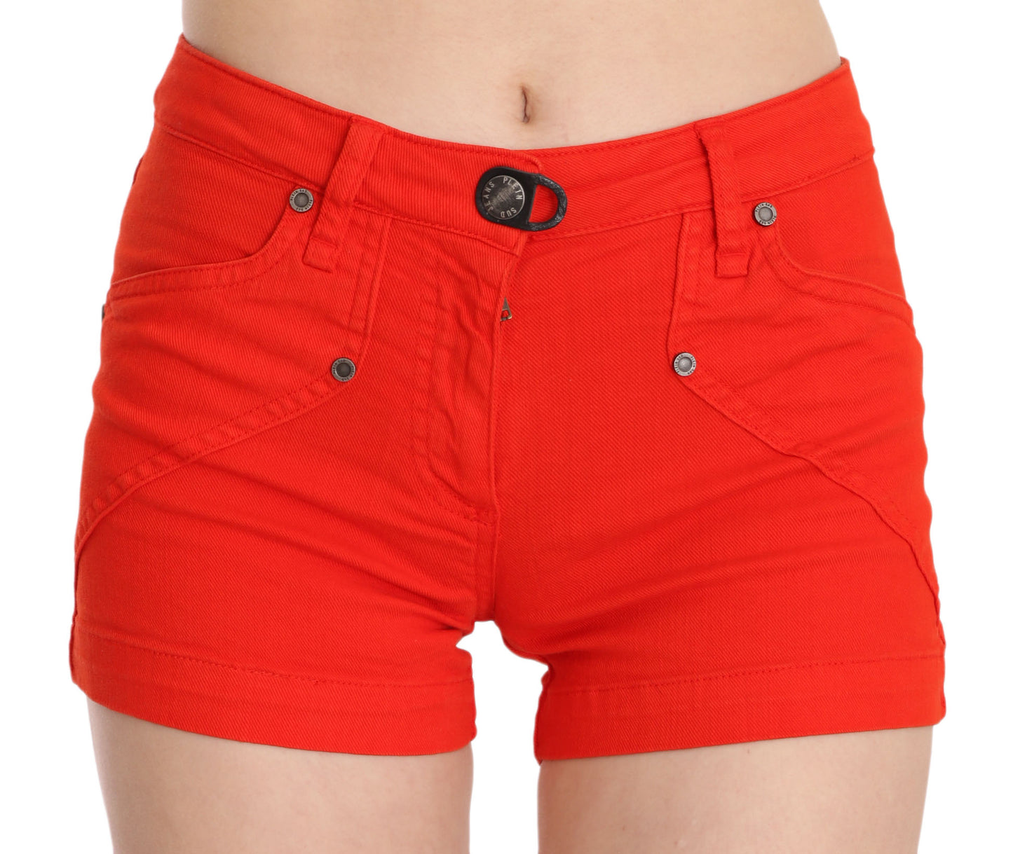 PLEIN SUD Chic Mid Waist Mini Shorts i Vibrant Orange