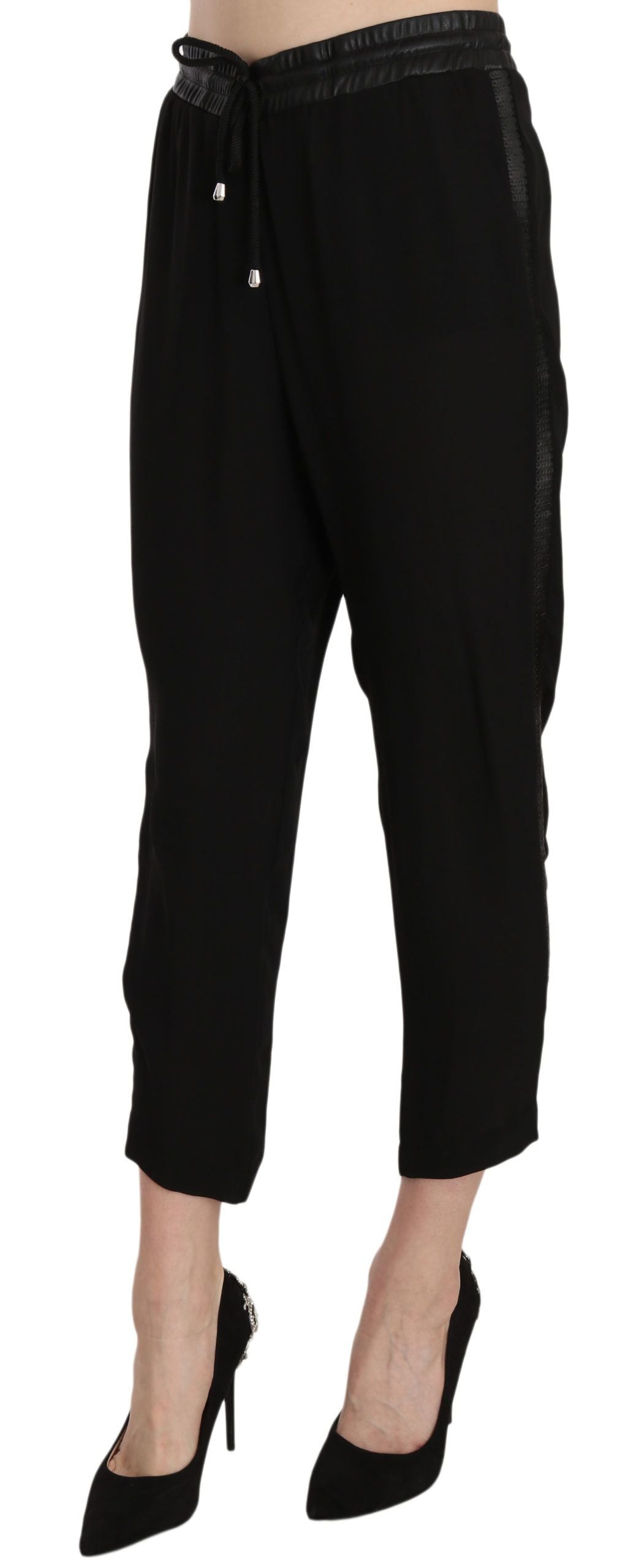 Guess Chic højtaljede cropped bukser i elegant sort