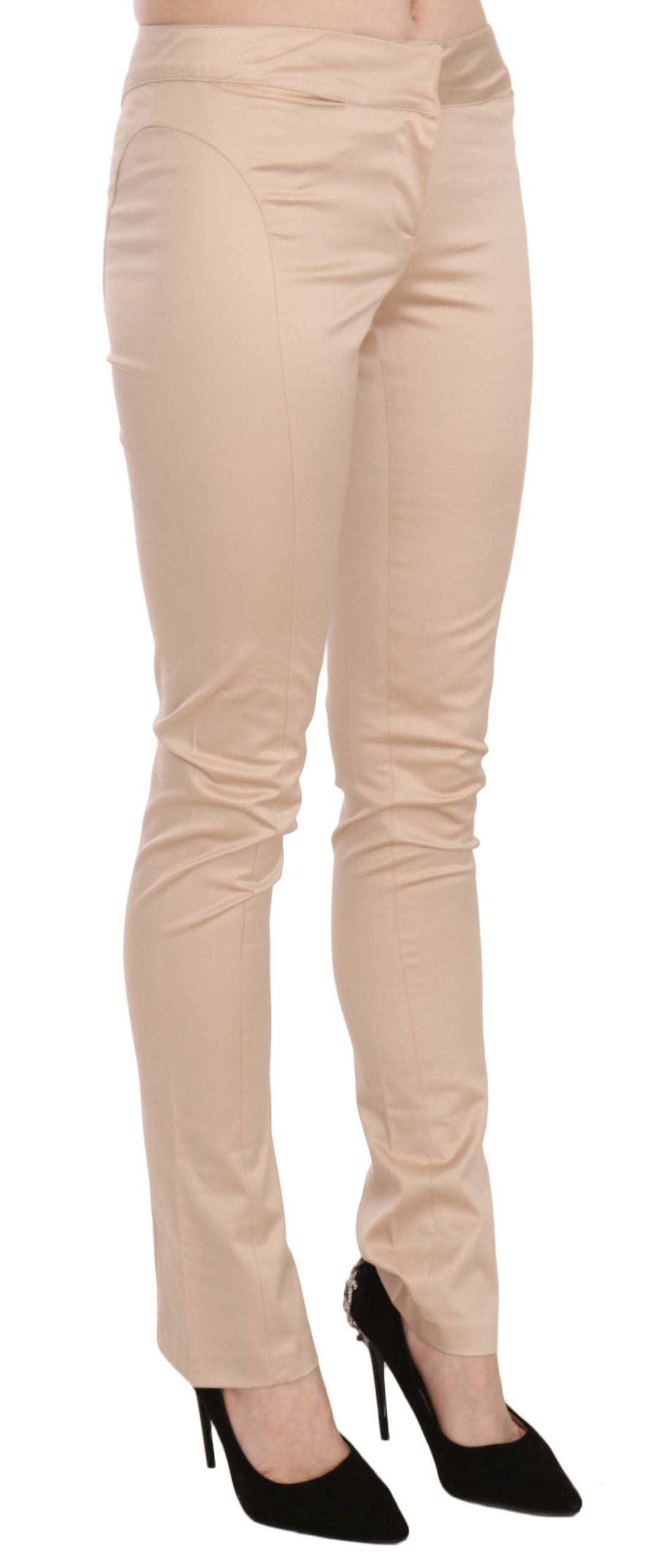 Just Cavalli Elegante Cremefarvede Lavtaljede Skinny Bukser