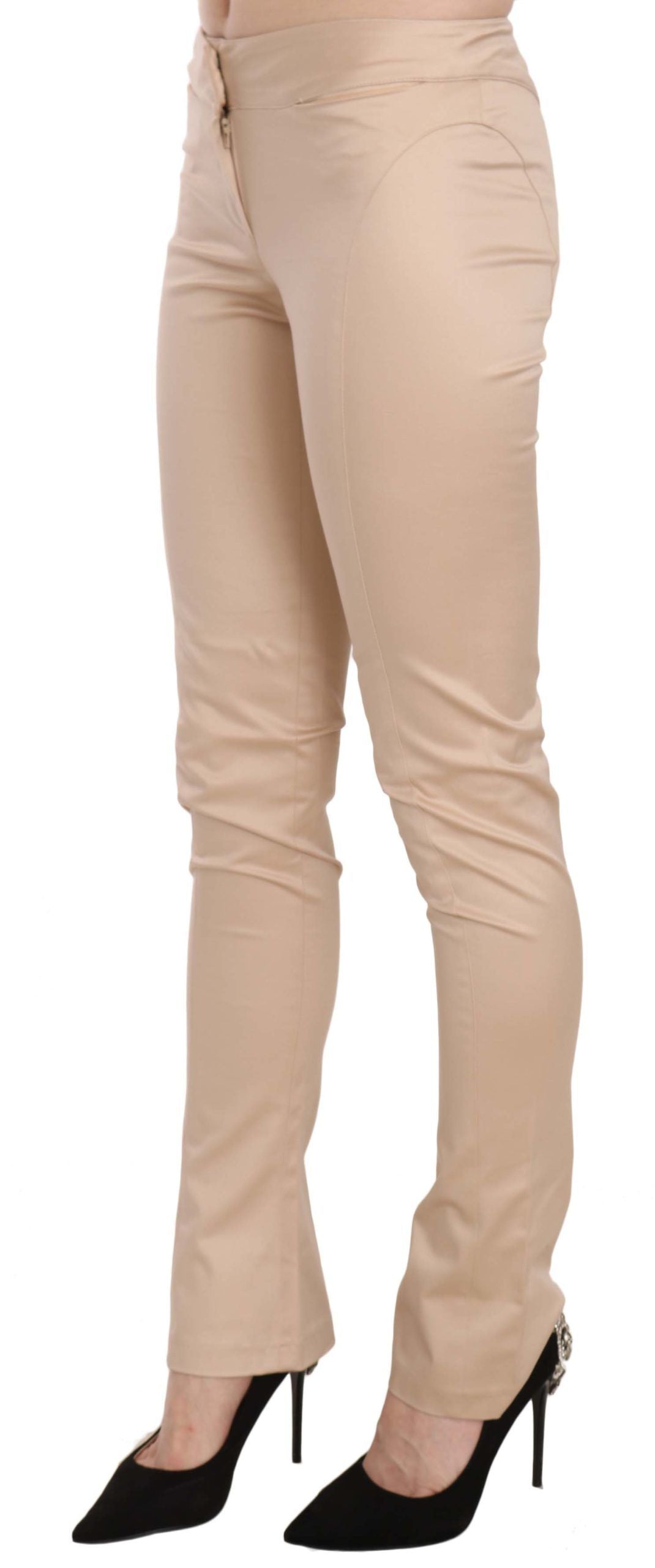 Just Cavalli Elegante Cremefarvede Lavtaljede Skinny Bukser