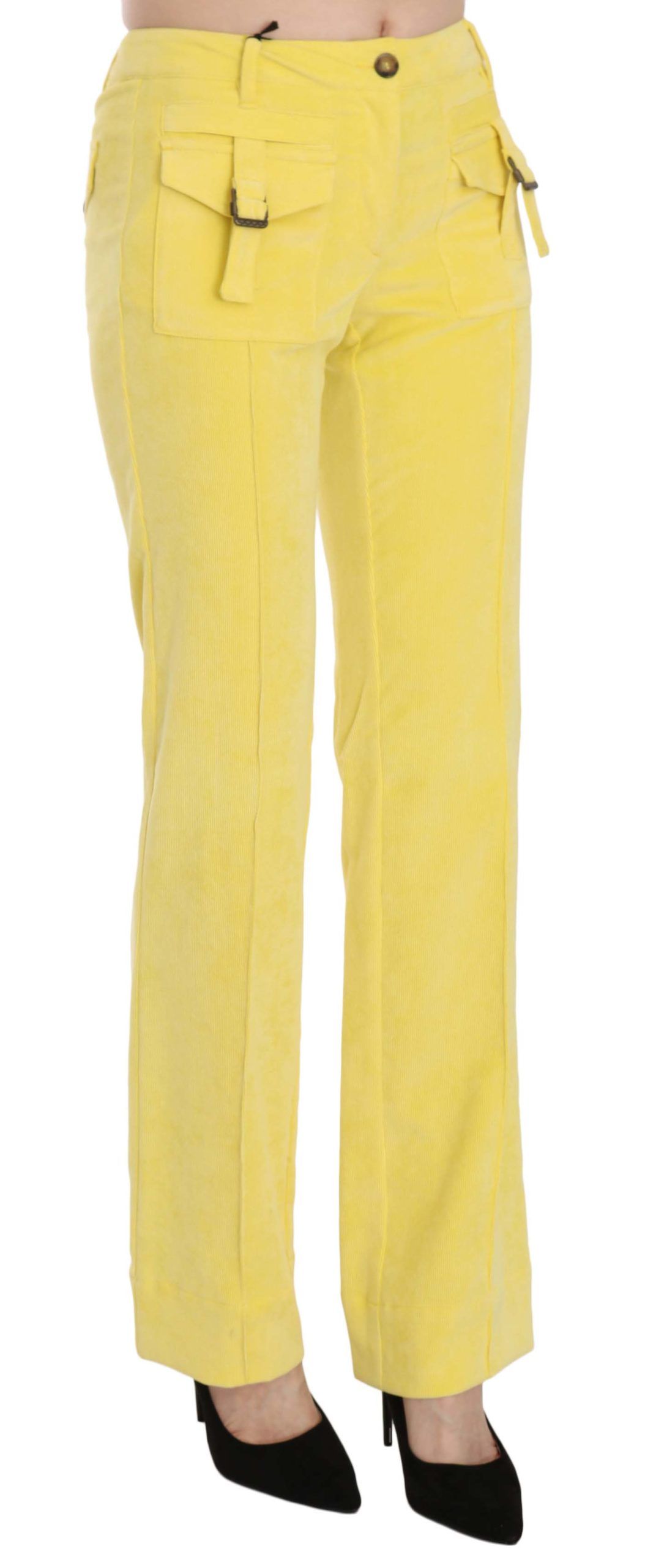 Just Cavalli Chic Gule Corduroy Bukser Med Mellem Talje