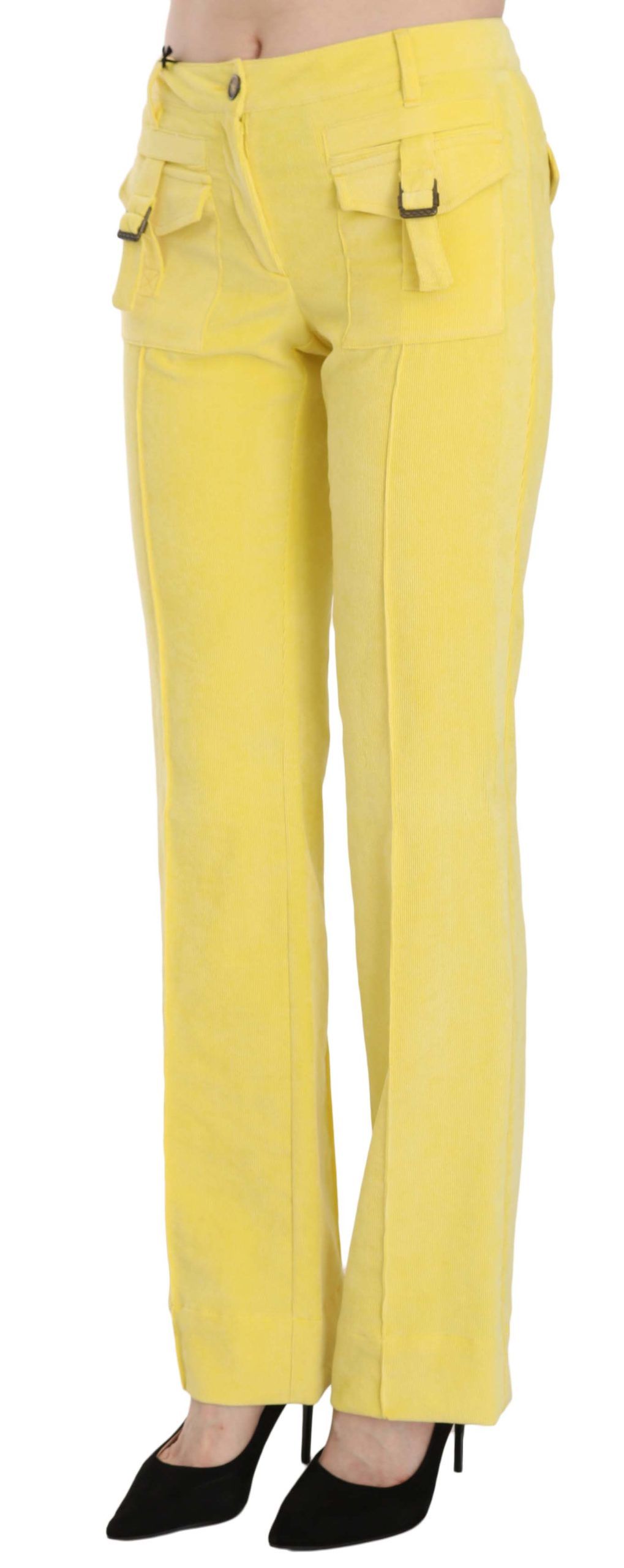 Just Cavalli Chic Gule Corduroy Bukser Med Mellem Talje
