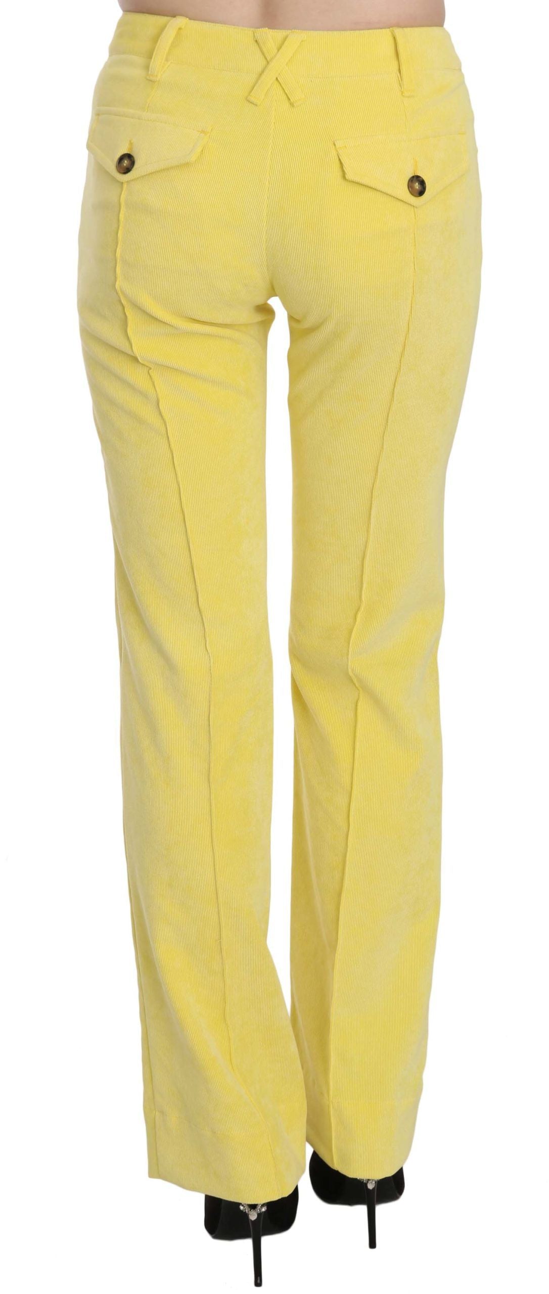 Just Cavalli Chic Gule Corduroy Bukser Med Mellem Talje