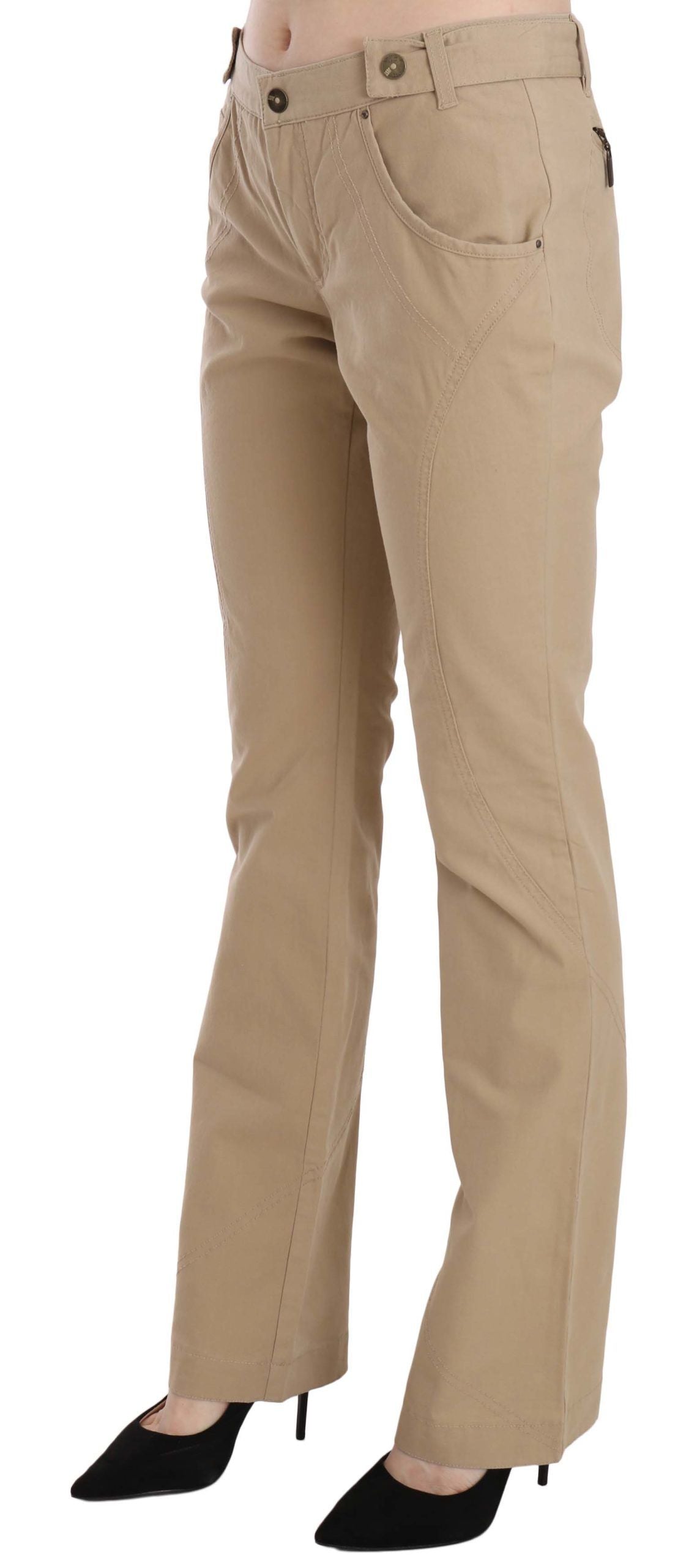 Just Cavalli Beige Bukser Med Lige Ben Med Mellem Talje