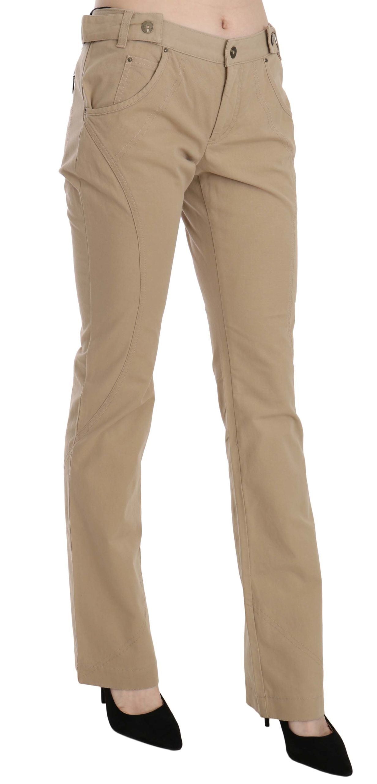 Just Cavalli Beige Bukser Med Lige Ben Med Mellem Talje