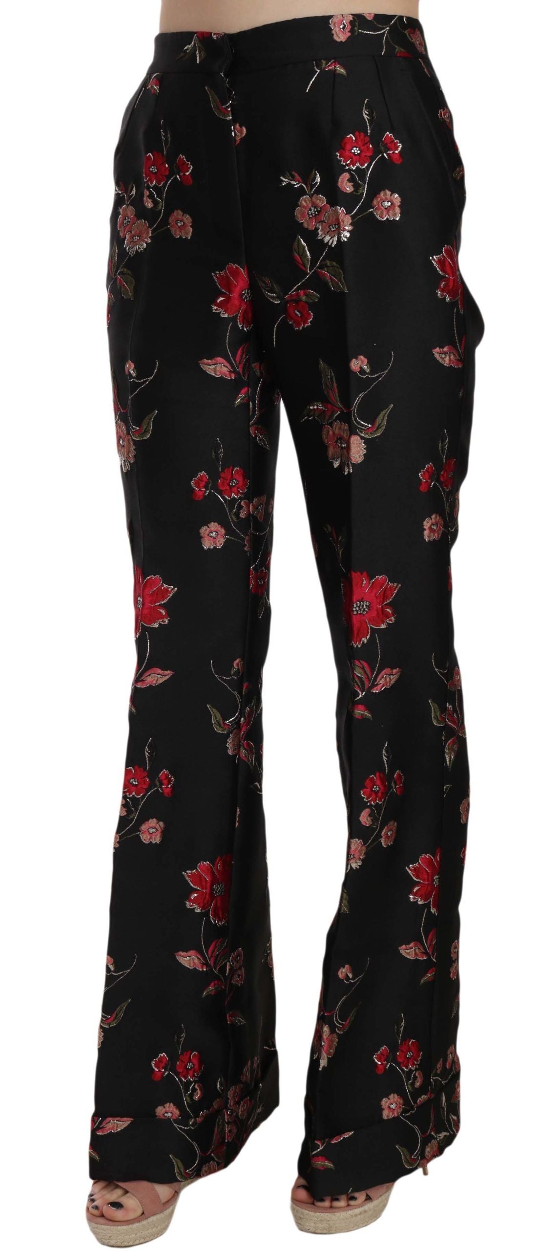 Dolce & Gabbana Elegante Blomsterprint Boot Cut Bukser
