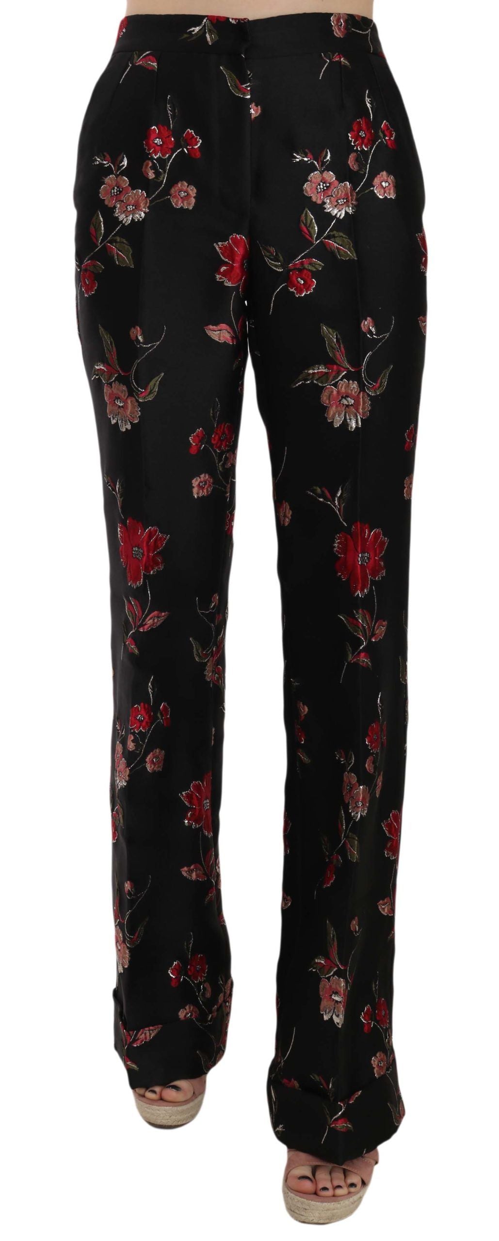Dolce & Gabbana Elegante Blomsterprint Boot Cut Bukser