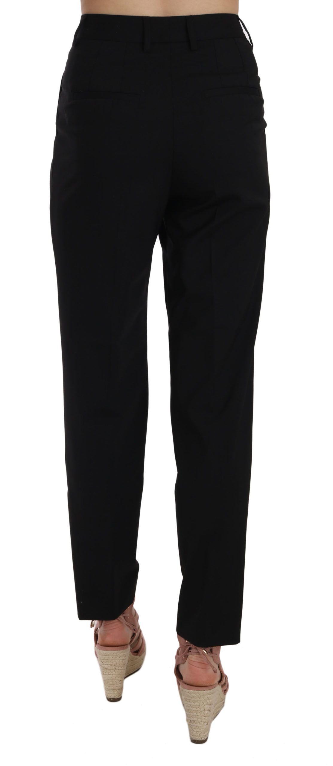Dolce & Gabbana Elegante Plisserede Koniske Sorte Bukser