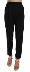 Dolce & Gabbana Elegante Plisserede Koniske Sorte Bukser
