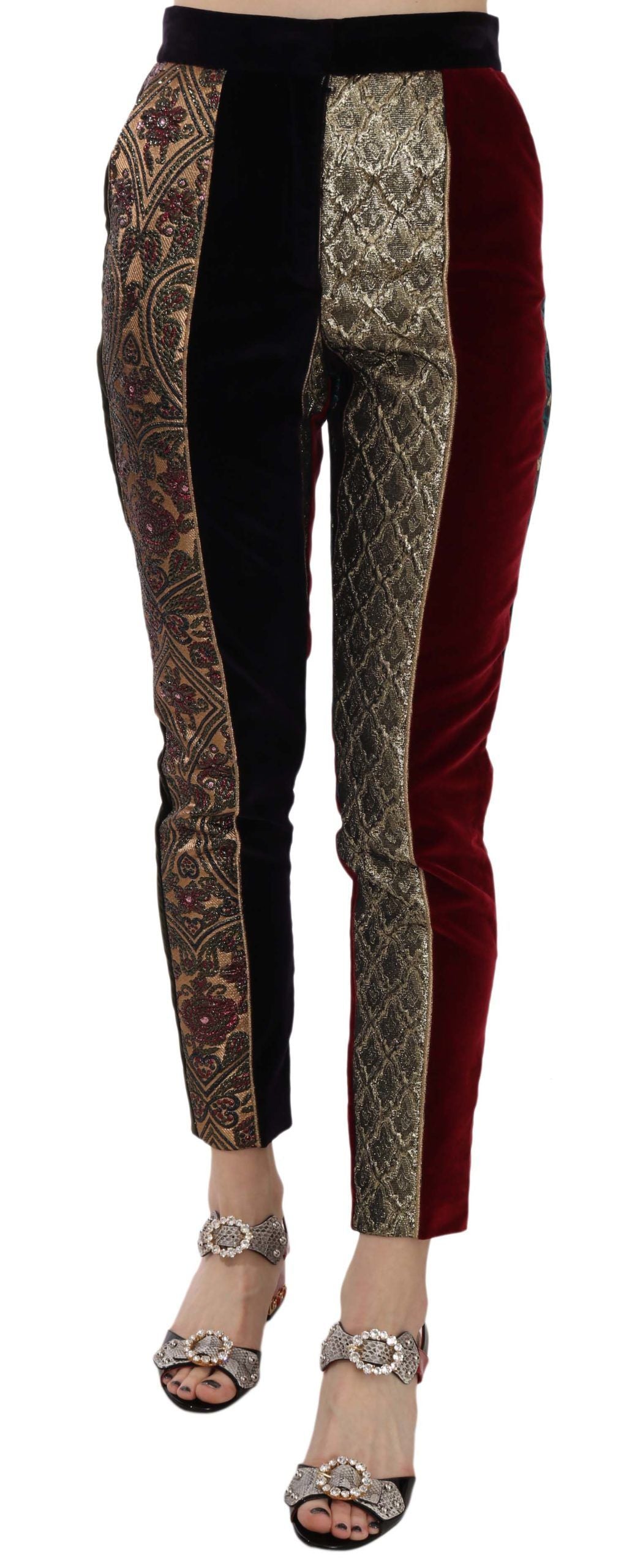 Dolce & Gabbana Elegante Flerfarvede Jacquard Cropped Bukser