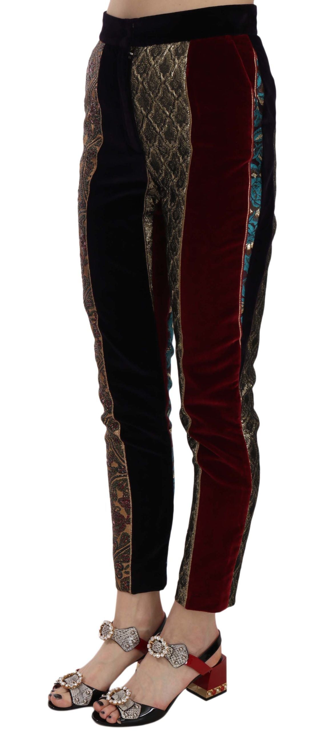 Dolce & Gabbana Elegante Flerfarvede Jacquard Cropped Bukser