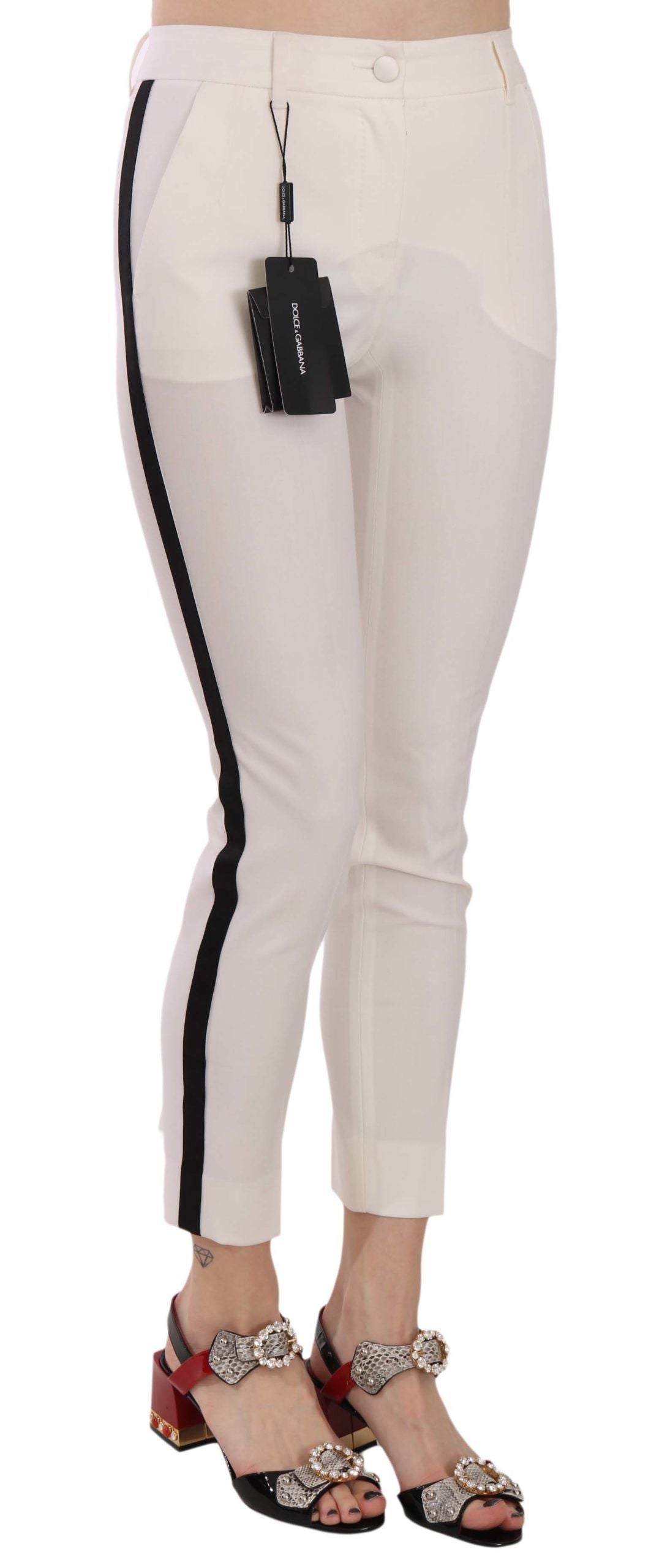 Dolce & Gabbana Elegante Sidestribede Cropped Uldbukser