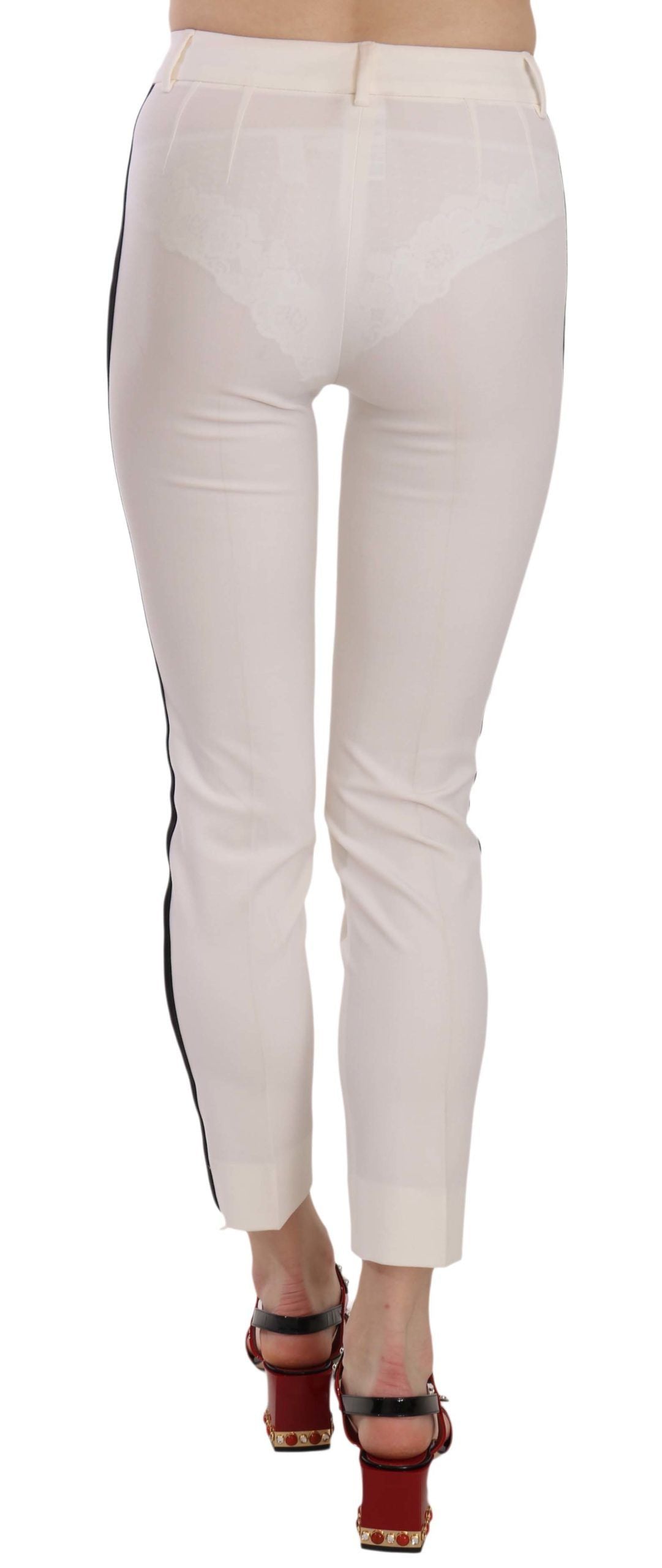 Dolce & Gabbana Elegante Sidestribede Cropped Uldbukser