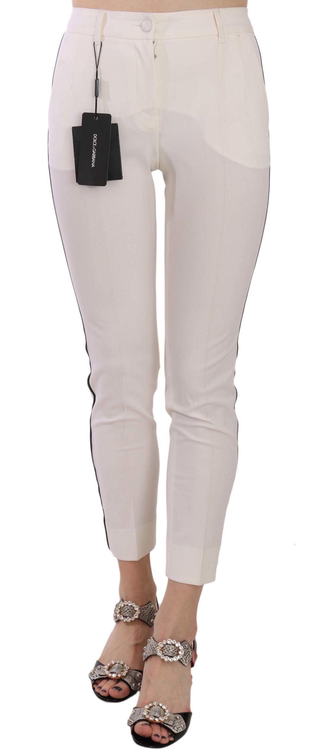 Dolce & Gabbana Elegante Sidestribede Cropped Uldbukser