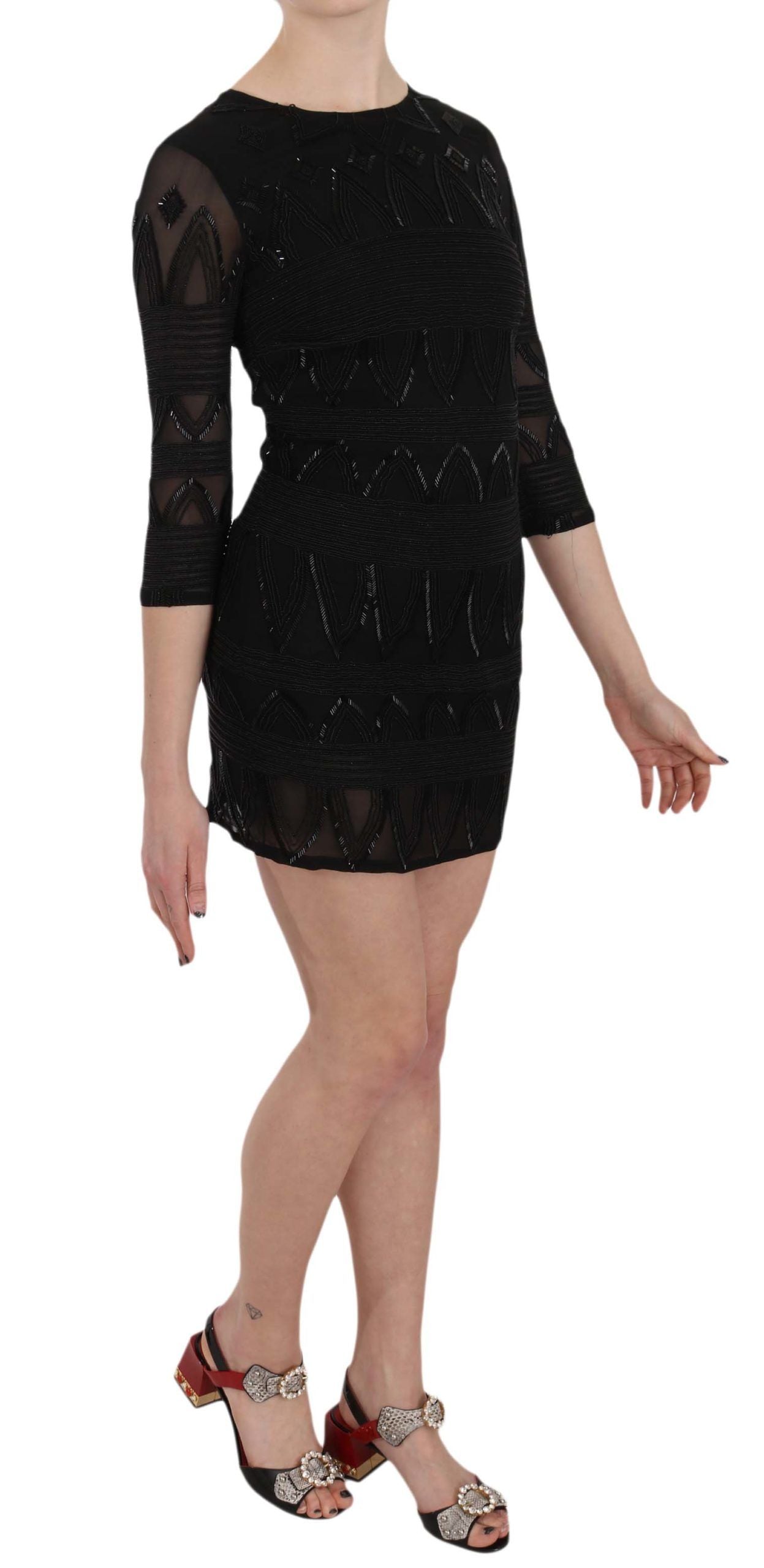 John Richmond Elegant Sort Silke Minikjole med Pailletter
