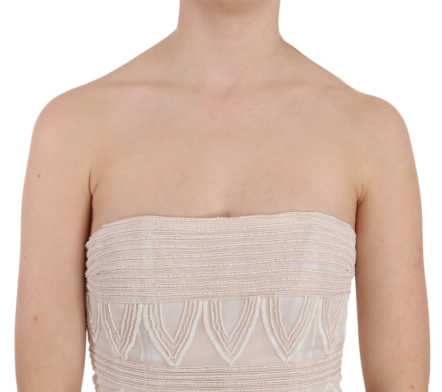John Richmond Chic Beige Udsmykket Silke Minikjole