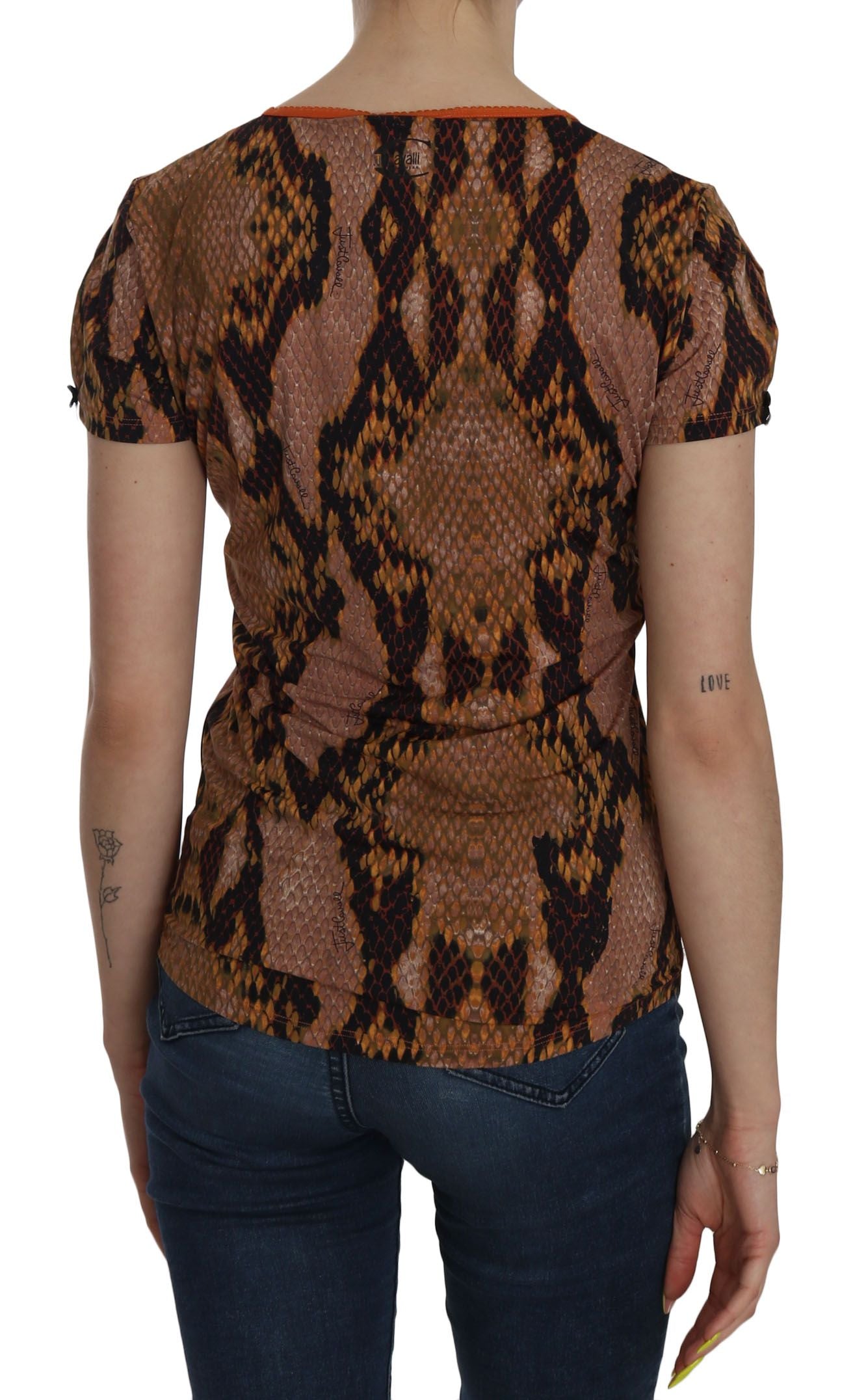 Just Cavalli Alluring Brun Bluse Med Slangeskindsmønster