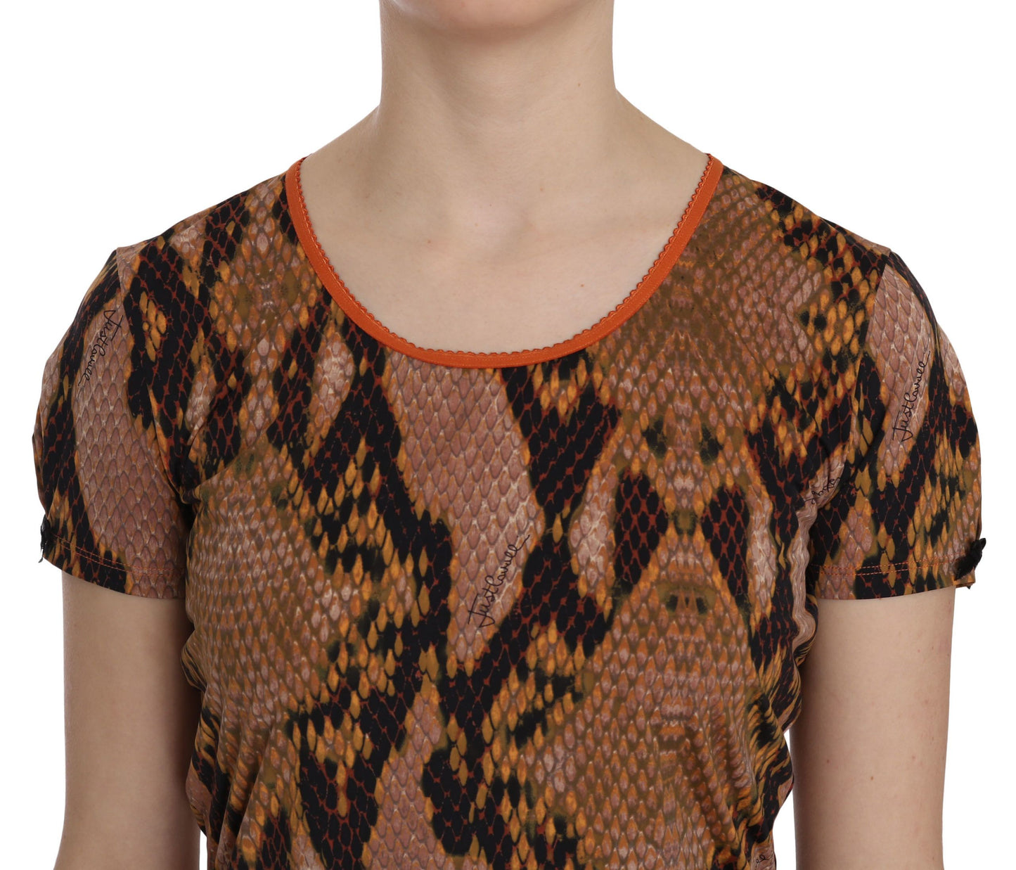 Just Cavalli Alluring Brun Bluse Med Slangeskindsmønster
