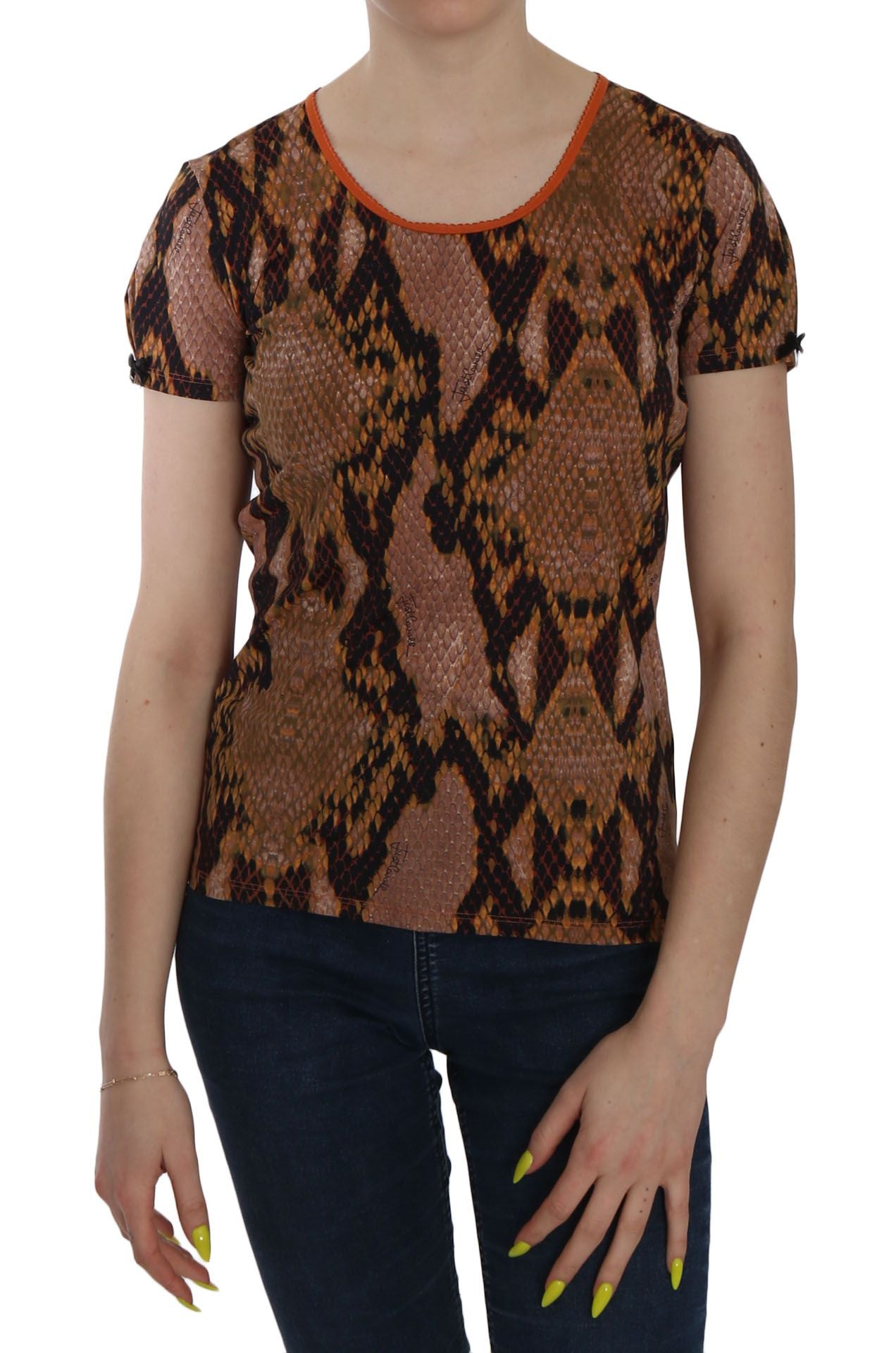 Just Cavalli Alluring Brun Bluse Med Slangeskindsmønster