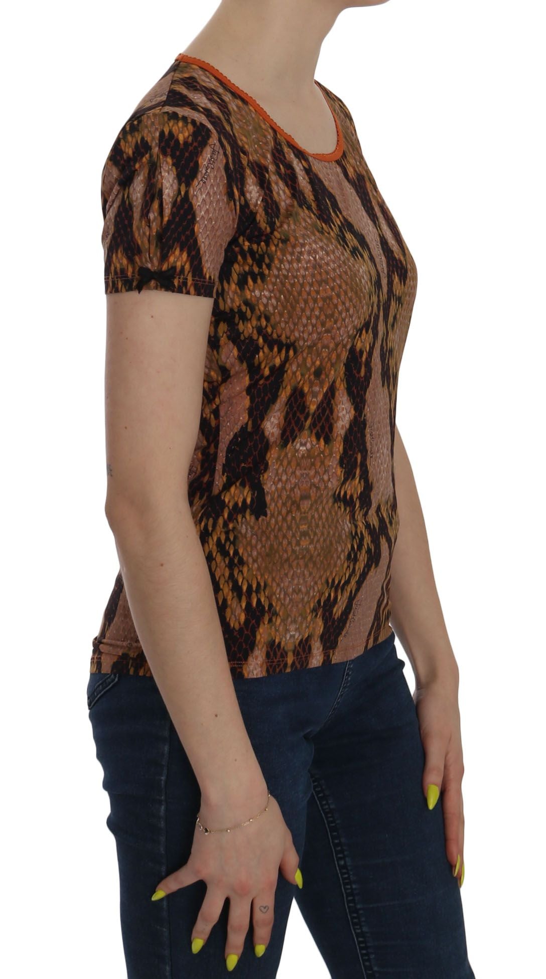 Just Cavalli Alluring Brun Bluse Med Slangeskindsmønster