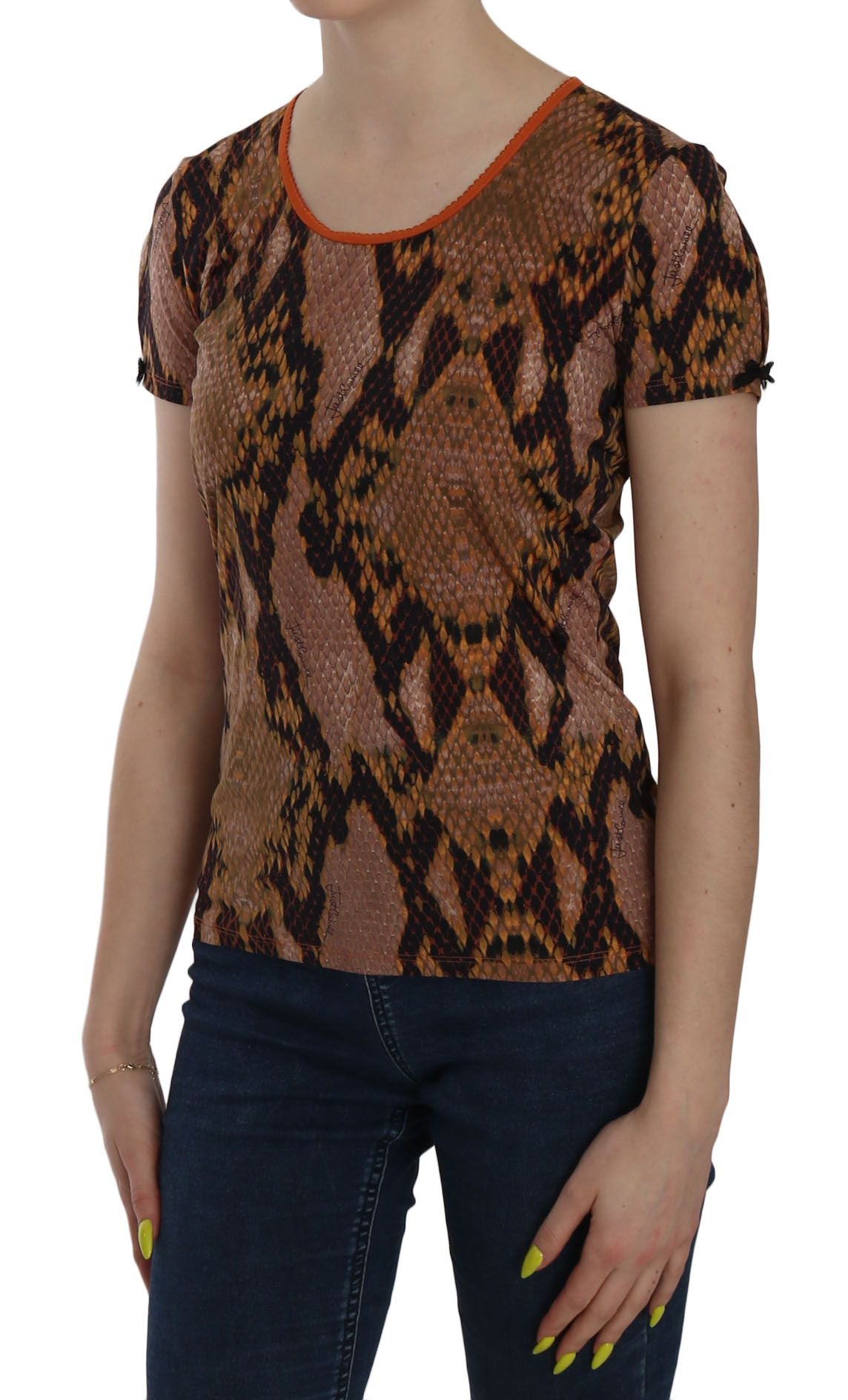 Just Cavalli Alluring Brun Bluse Med Slangeskindsmønster