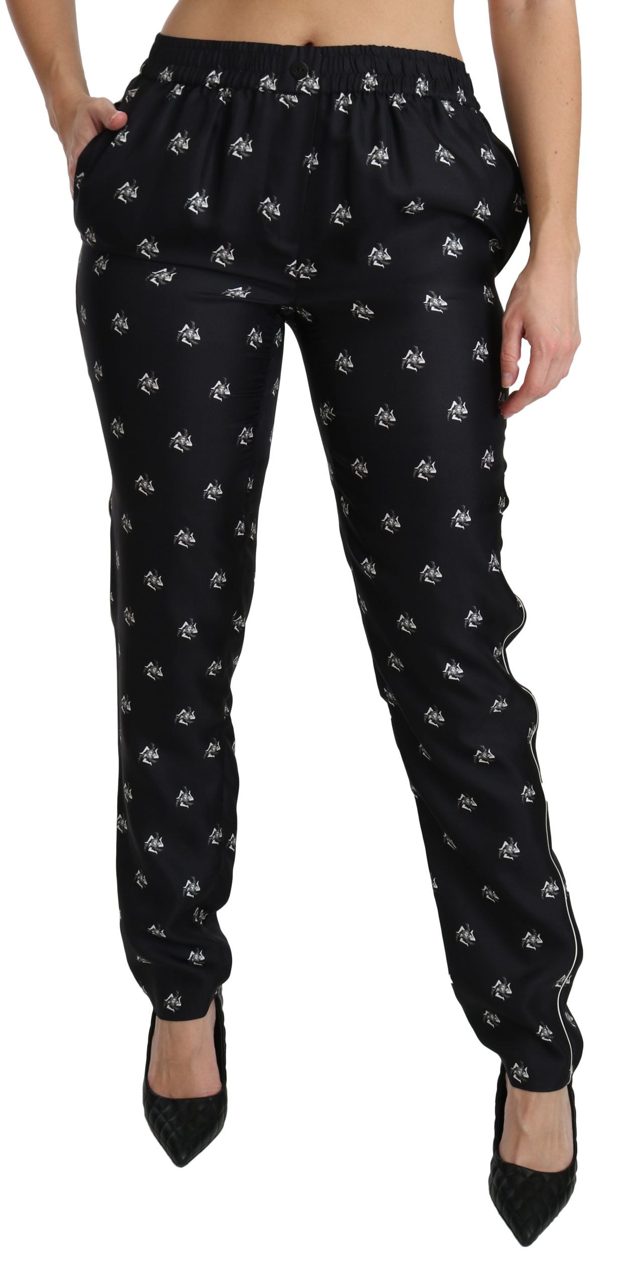Dolce & Gabbana Elegante Mellemhøj Talje Skinny Silkebukser