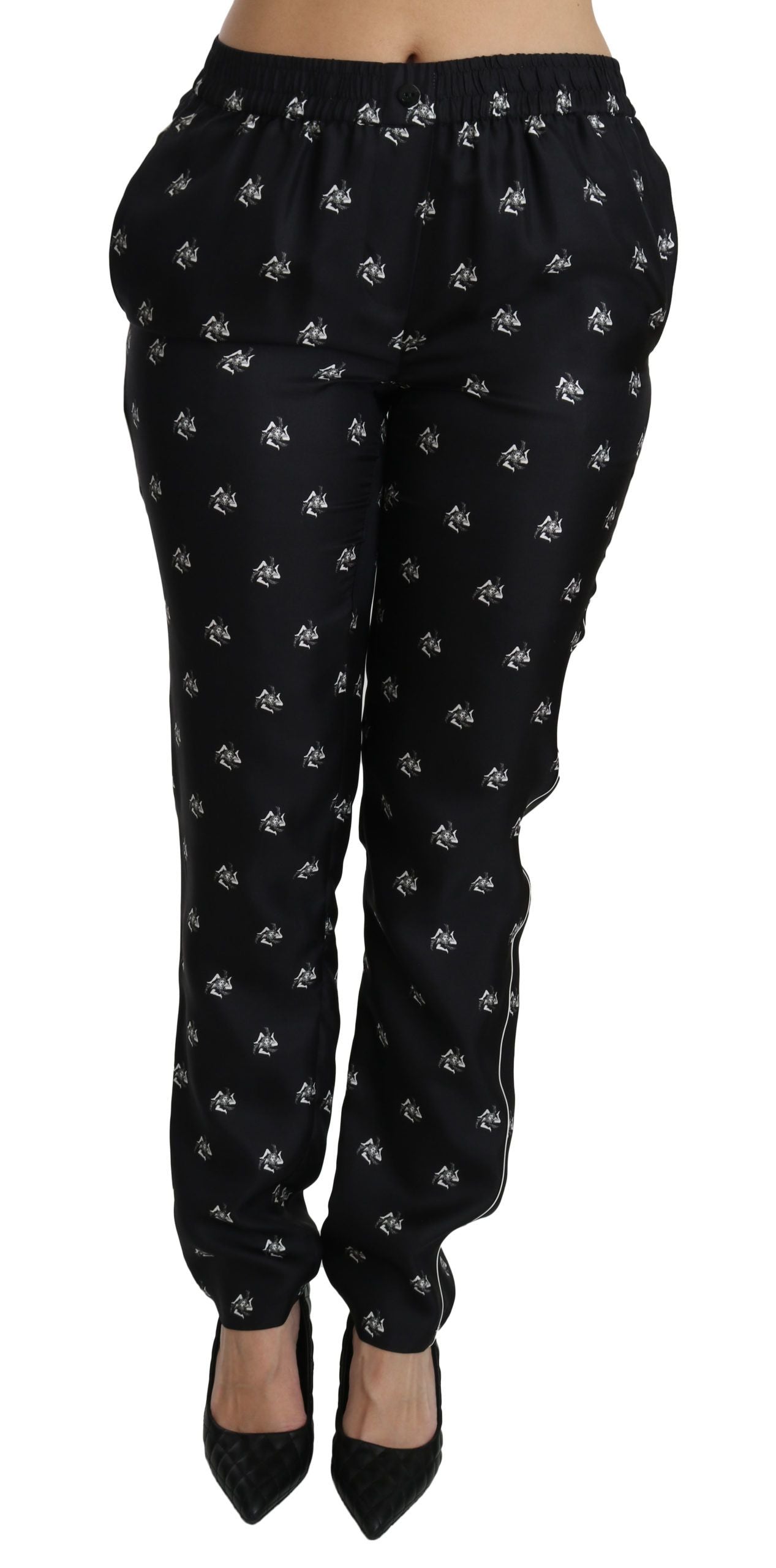 Dolce & Gabbana Elegante Mellemhøj Talje Skinny Silkebukser