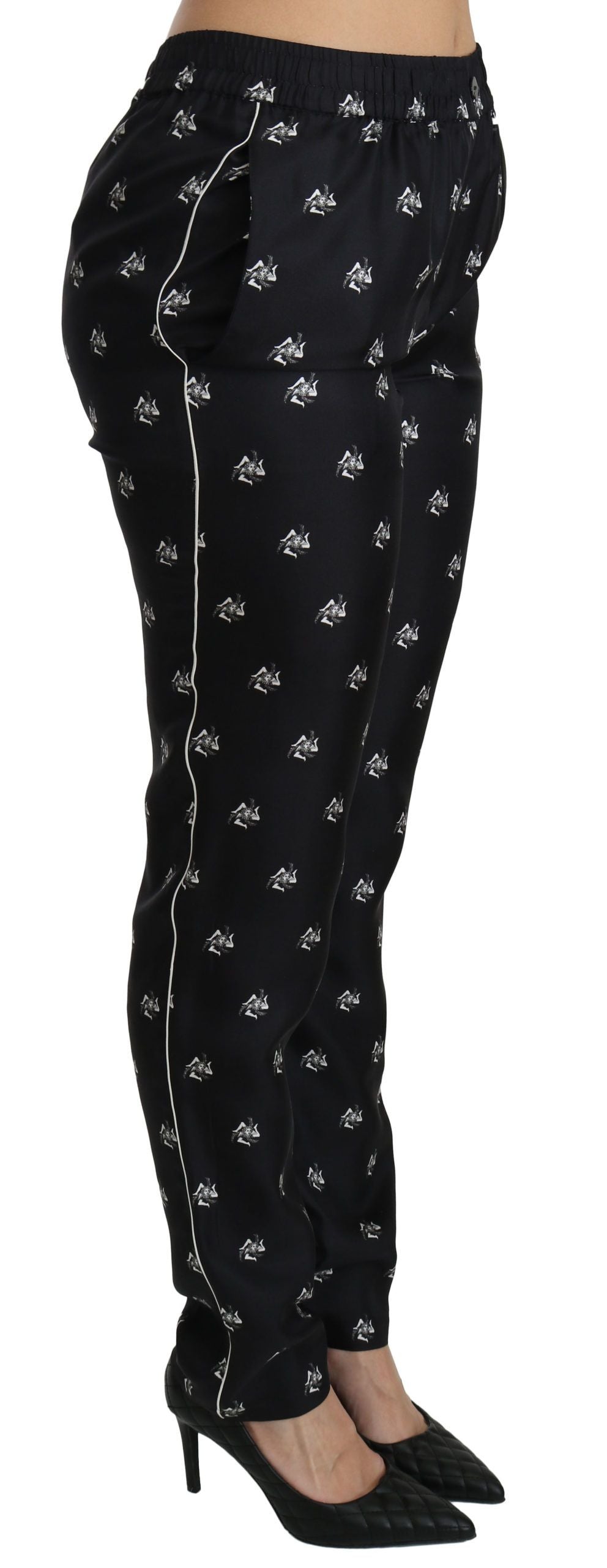 Dolce & Gabbana Elegante Mellemhøj Talje Skinny Silkebukser