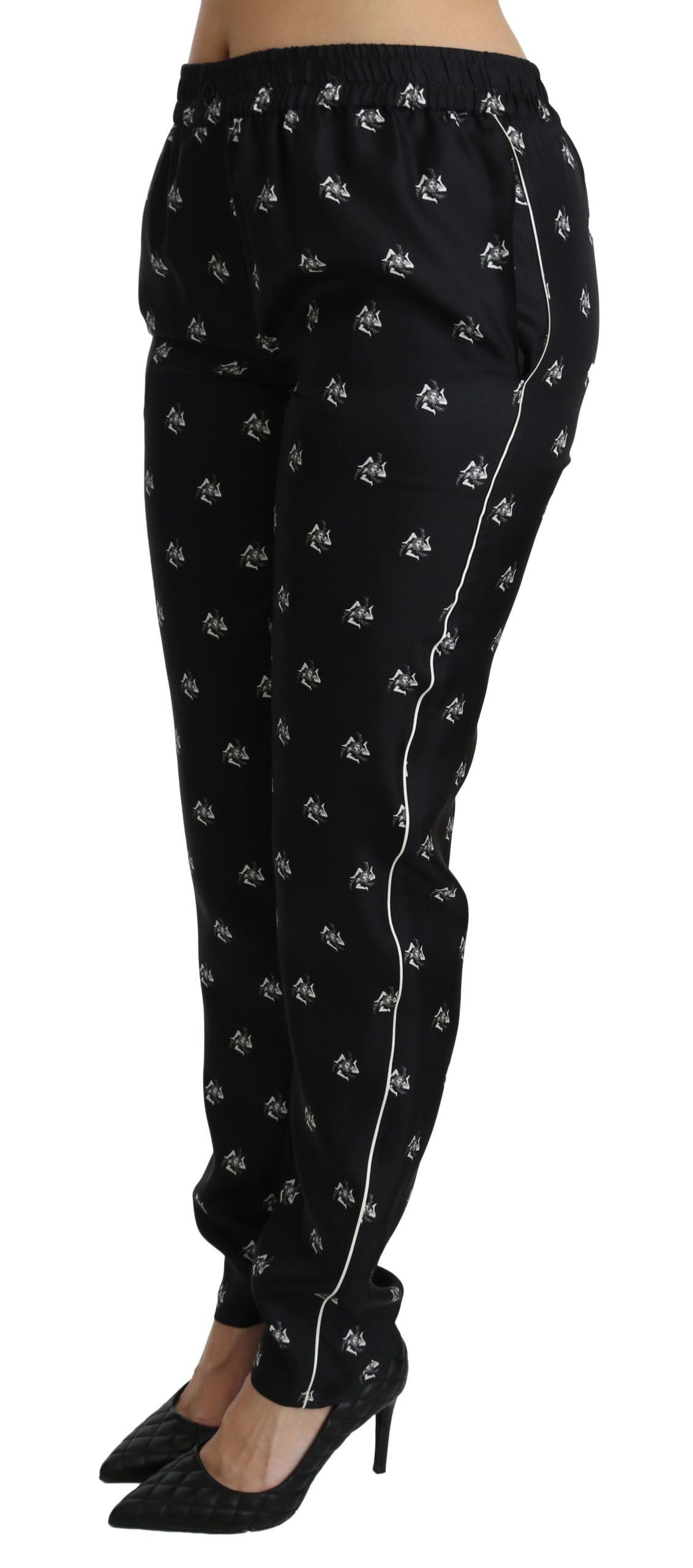 Dolce & Gabbana Elegante Mellemhøj Talje Skinny Silkebukser