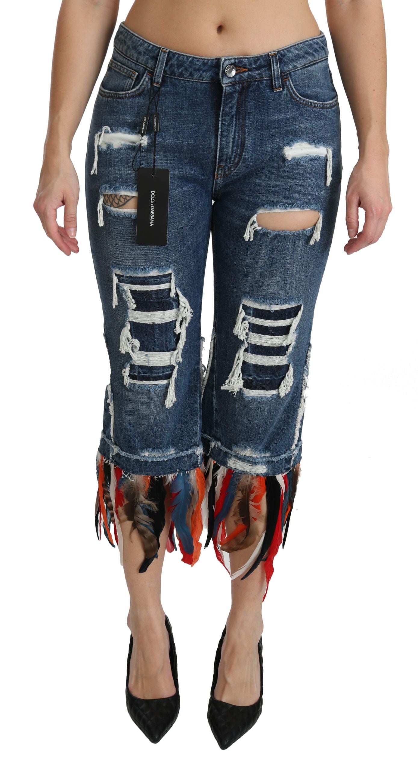 Dolce & Gabbana Chic lavtaljede cropped jeans