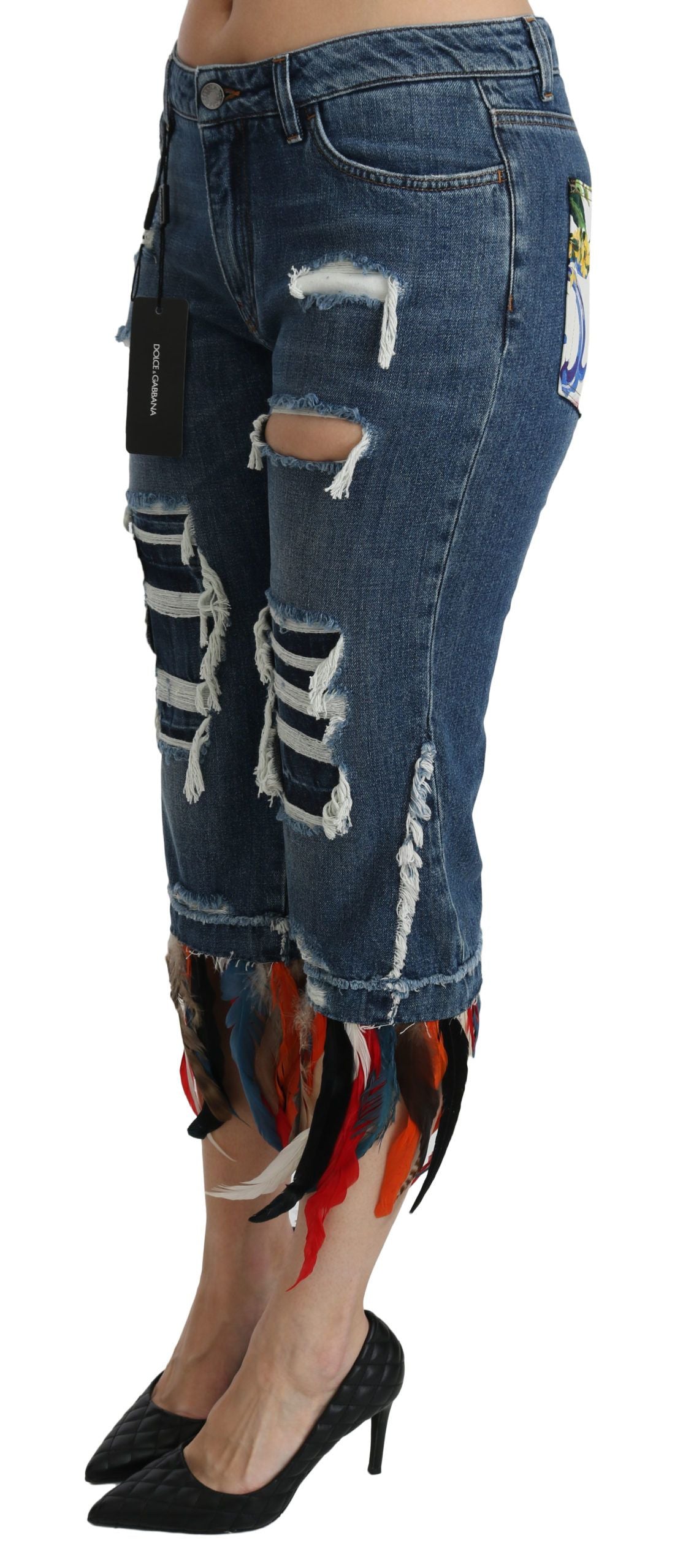 Dolce & Gabbana Chic lavtaljede cropped jeans