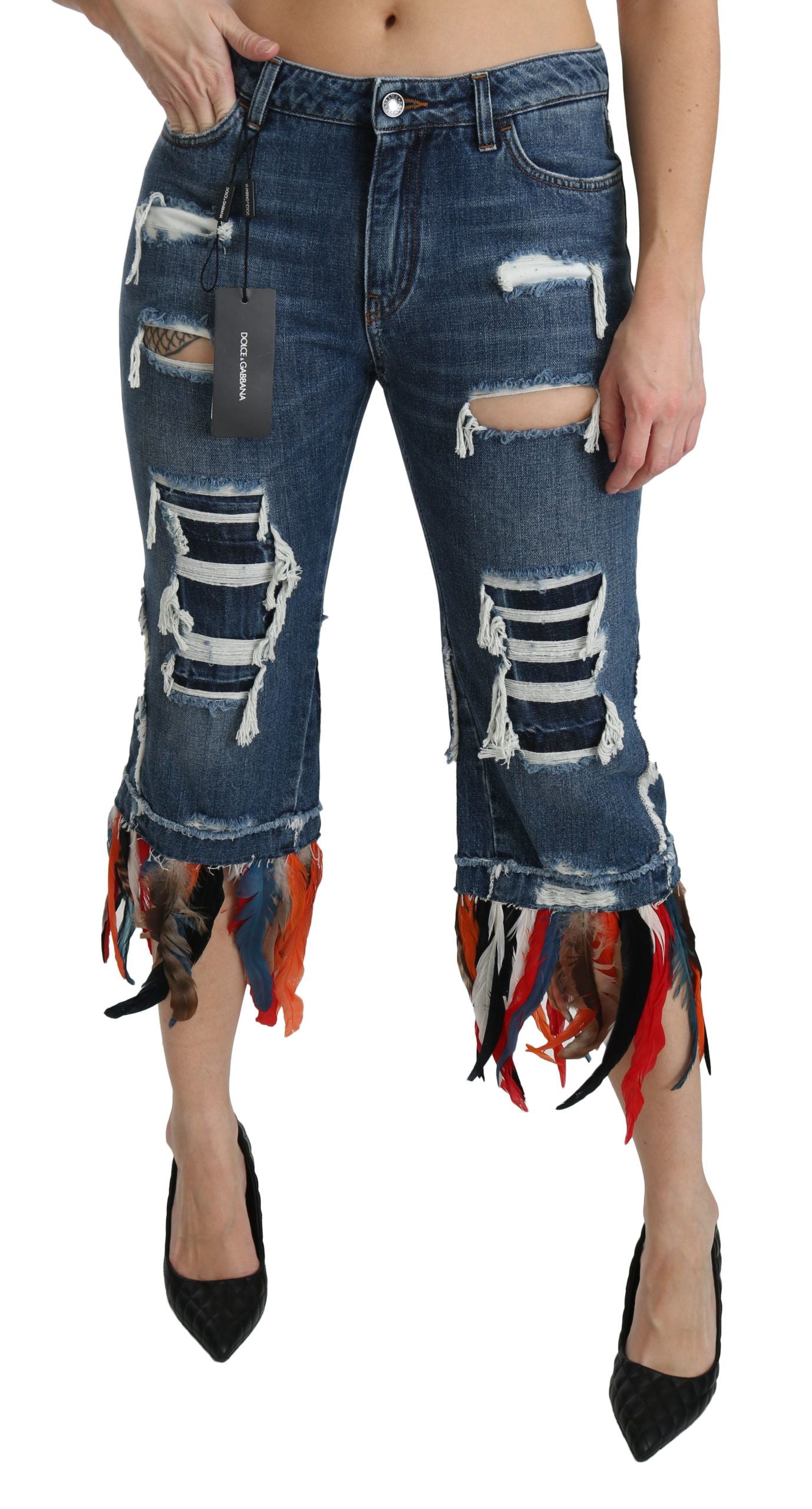 Dolce & Gabbana Chic lavtaljede cropped jeans