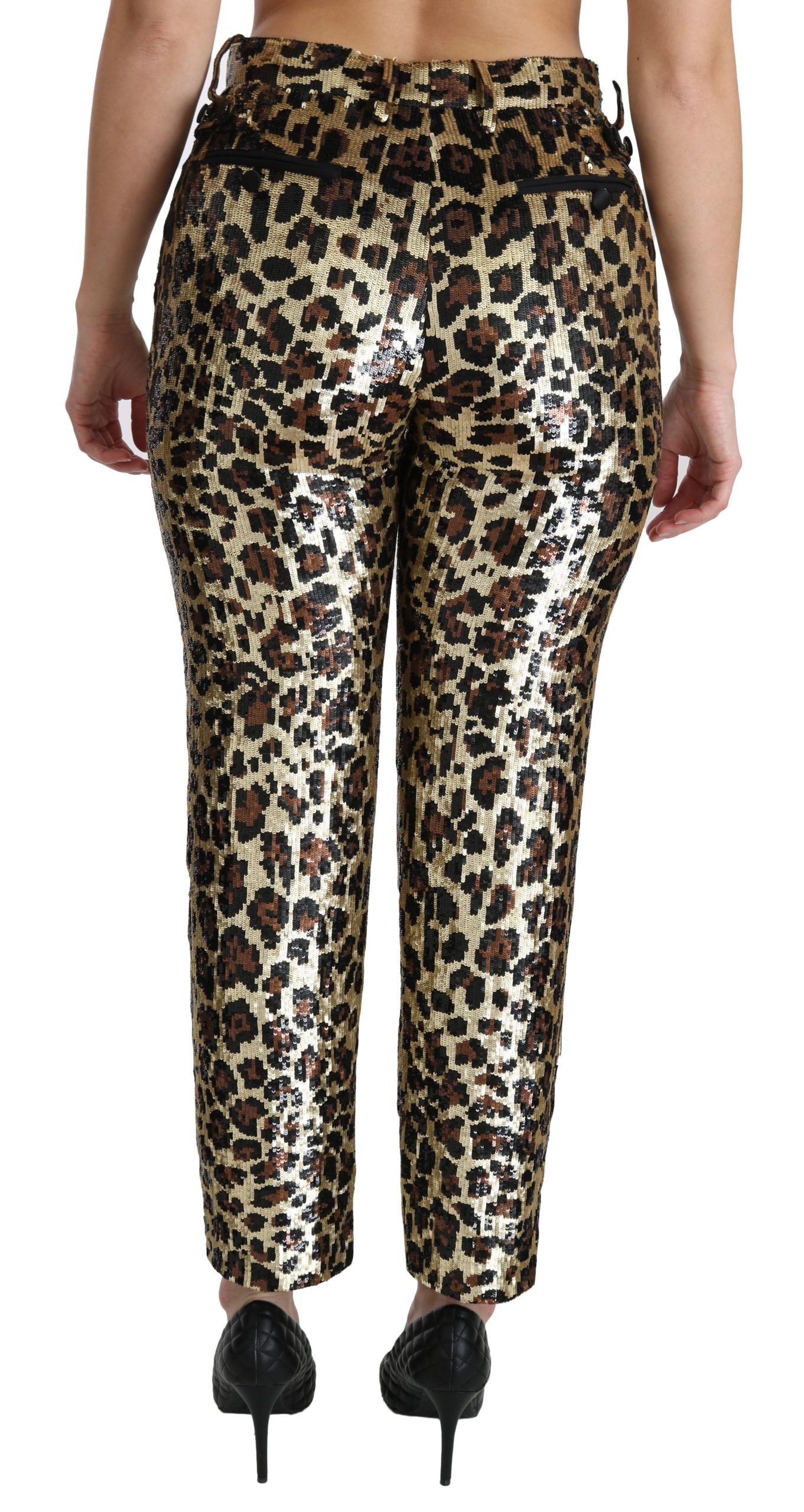 Dolce & Gabbana Chic højtaljede leopardbukser med pailletter