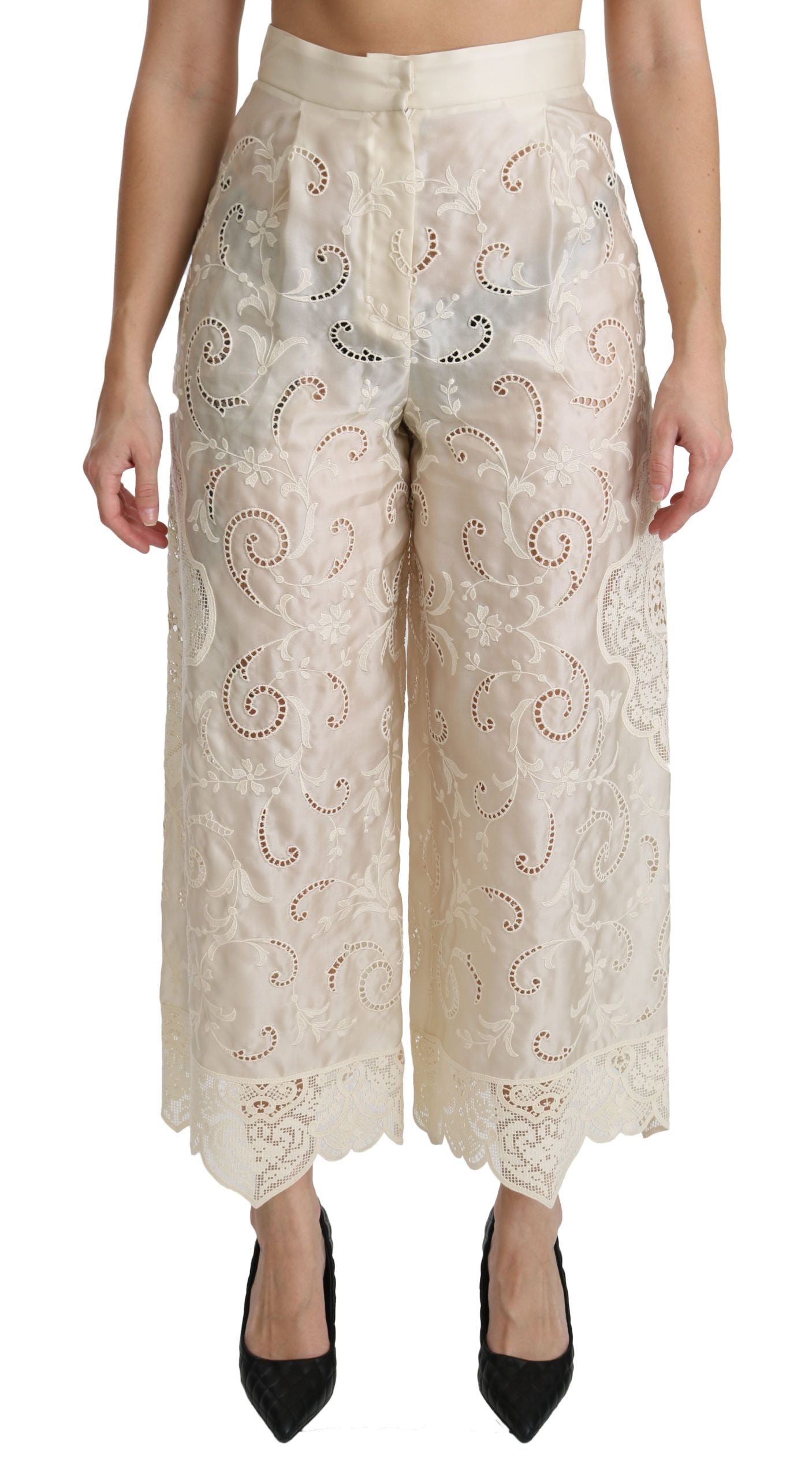 Dolce & Gabbana Elegante Højtaljede Palazzo Cropped Bukser