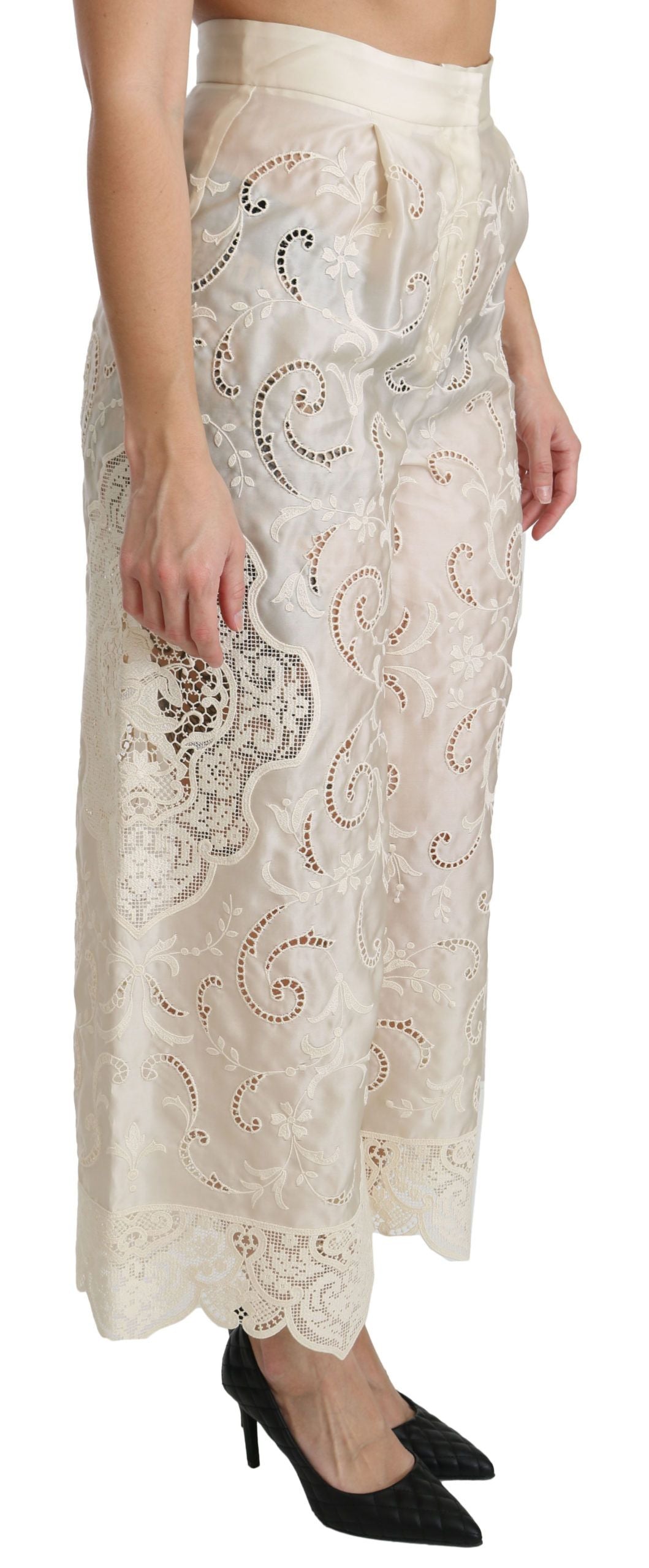 Dolce & Gabbana Elegante Højtaljede Palazzo Cropped Bukser