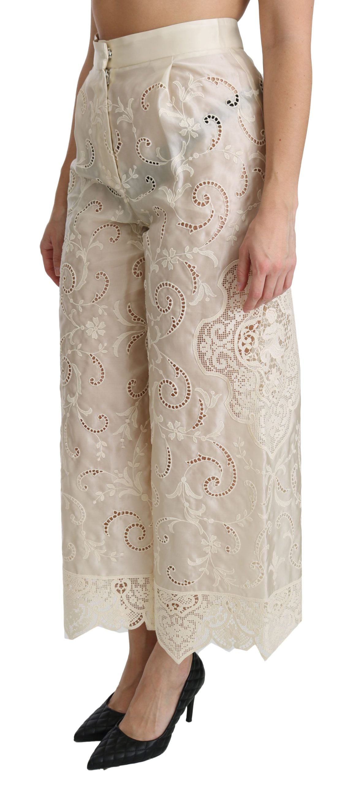 Dolce & Gabbana Elegante Højtaljede Palazzo Cropped Bukser