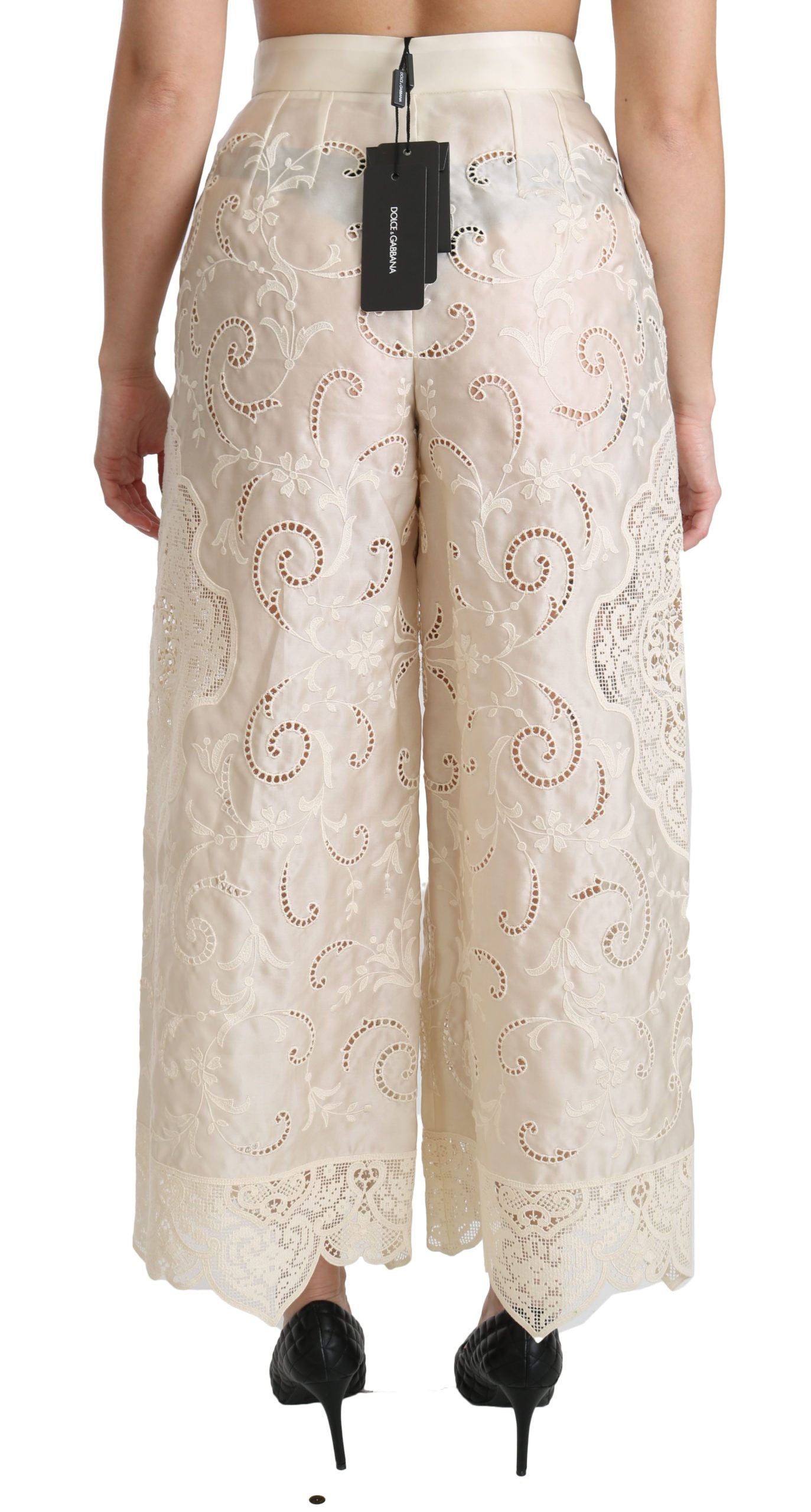Dolce & Gabbana Elegante Højtaljede Palazzo Cropped Bukser