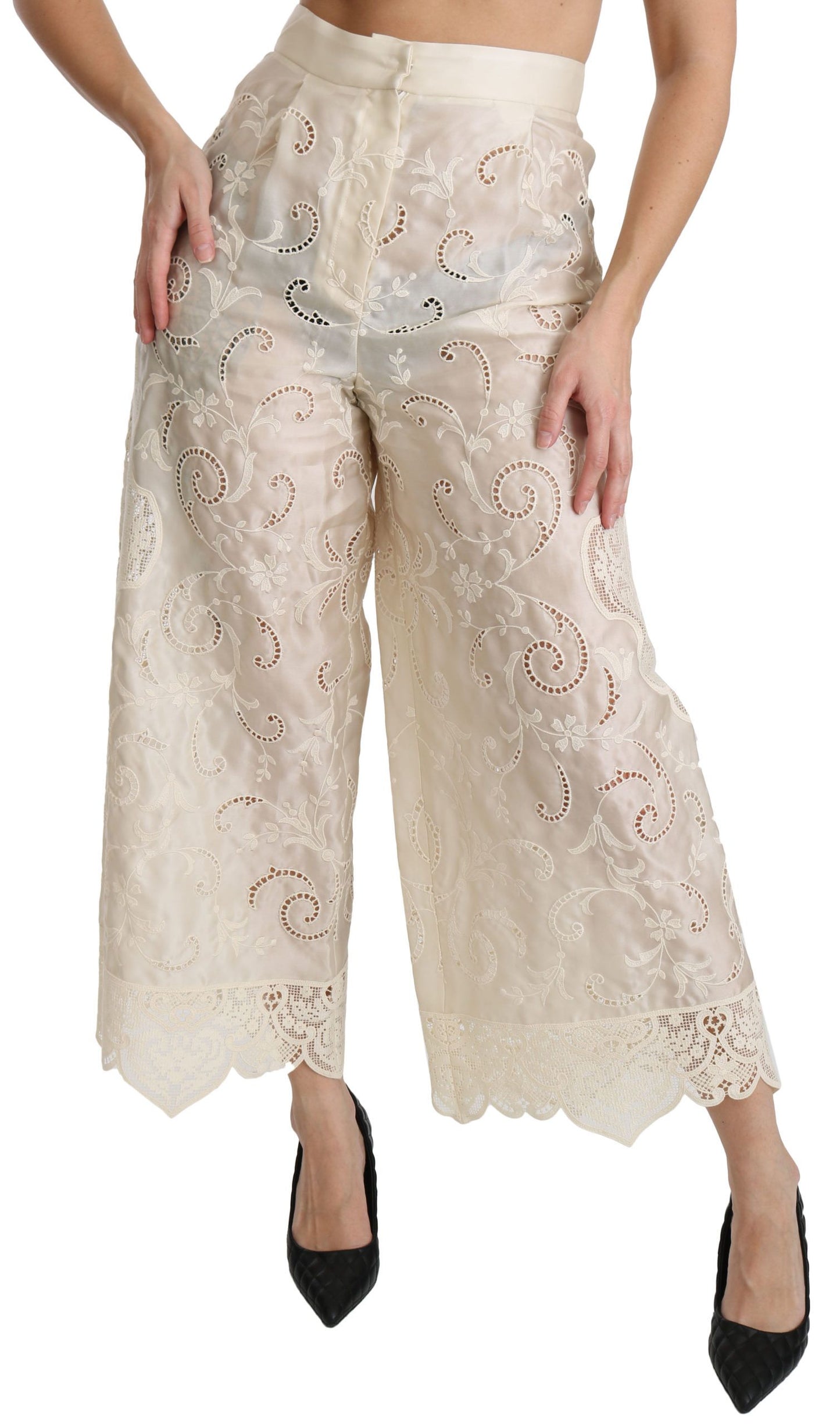 Dolce & Gabbana Elegante Højtaljede Palazzo Cropped Bukser