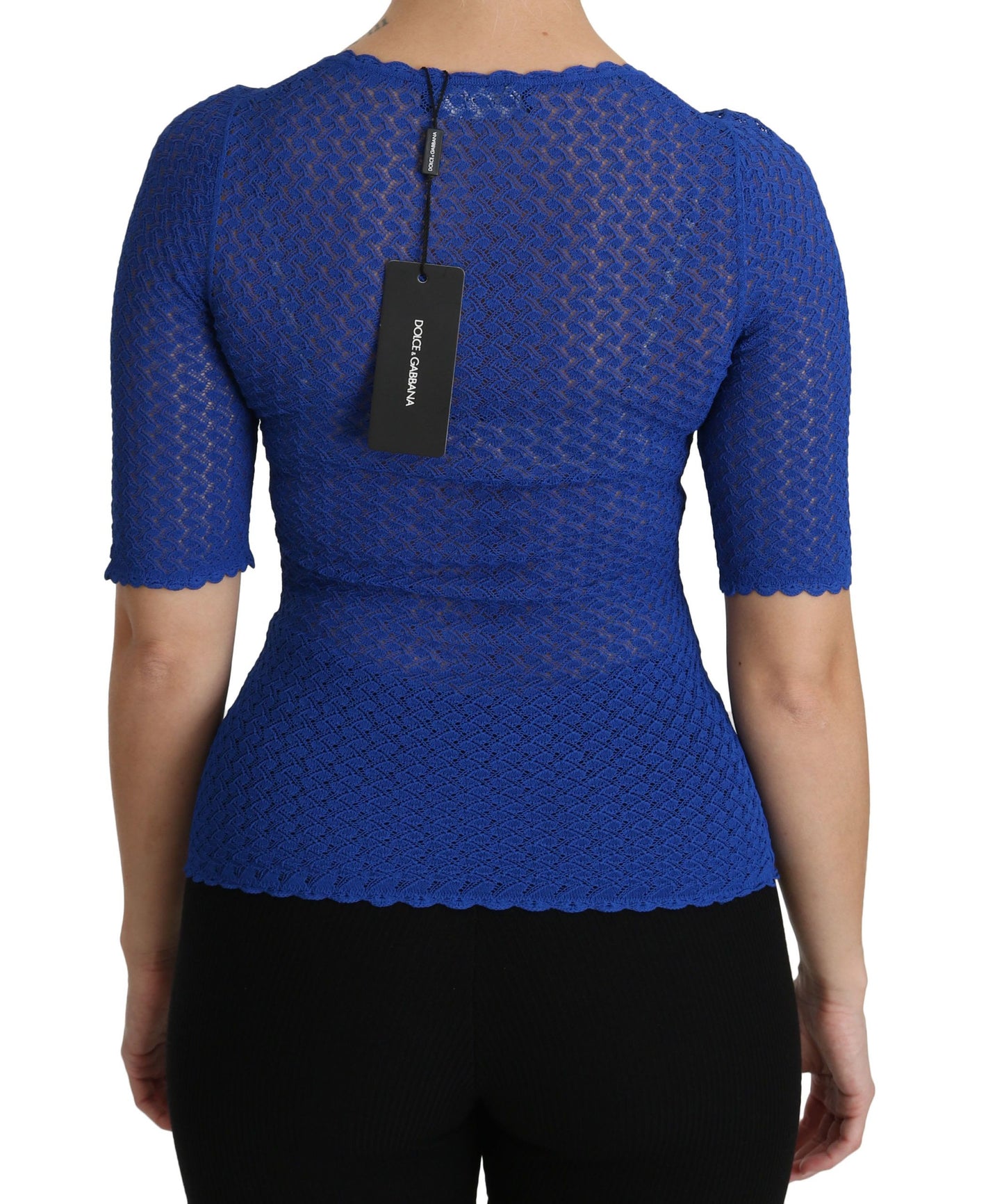 Dolce & Gabbana Elegant Blå Transparent Bluse