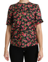 Dolce & Gabbana Elegant Sort Blomstertop Med Rund Hals