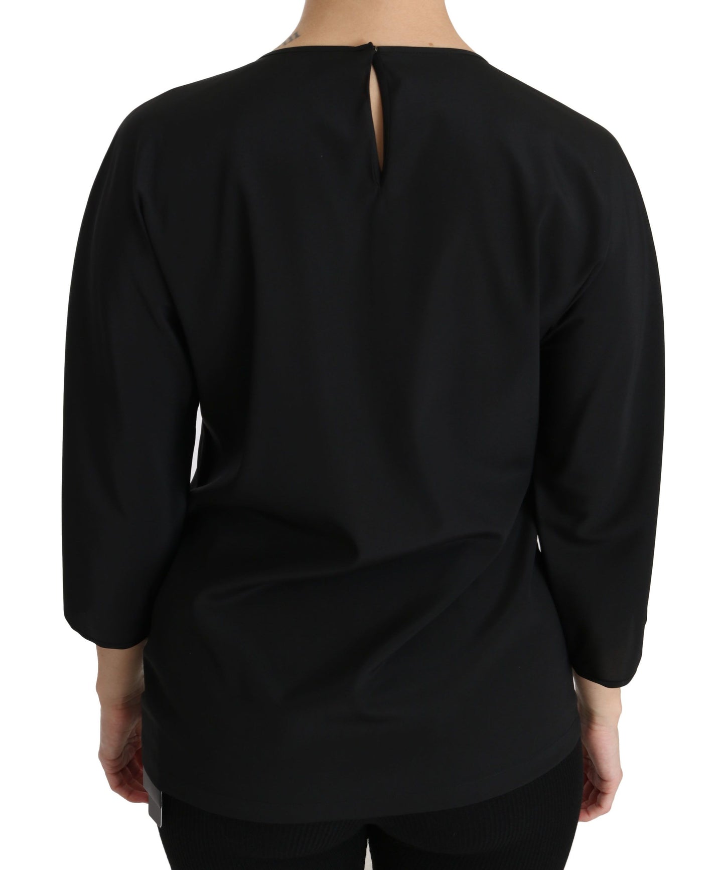 Dolce & Gabbana Elegant Sort Silke Stretch Broderet Top