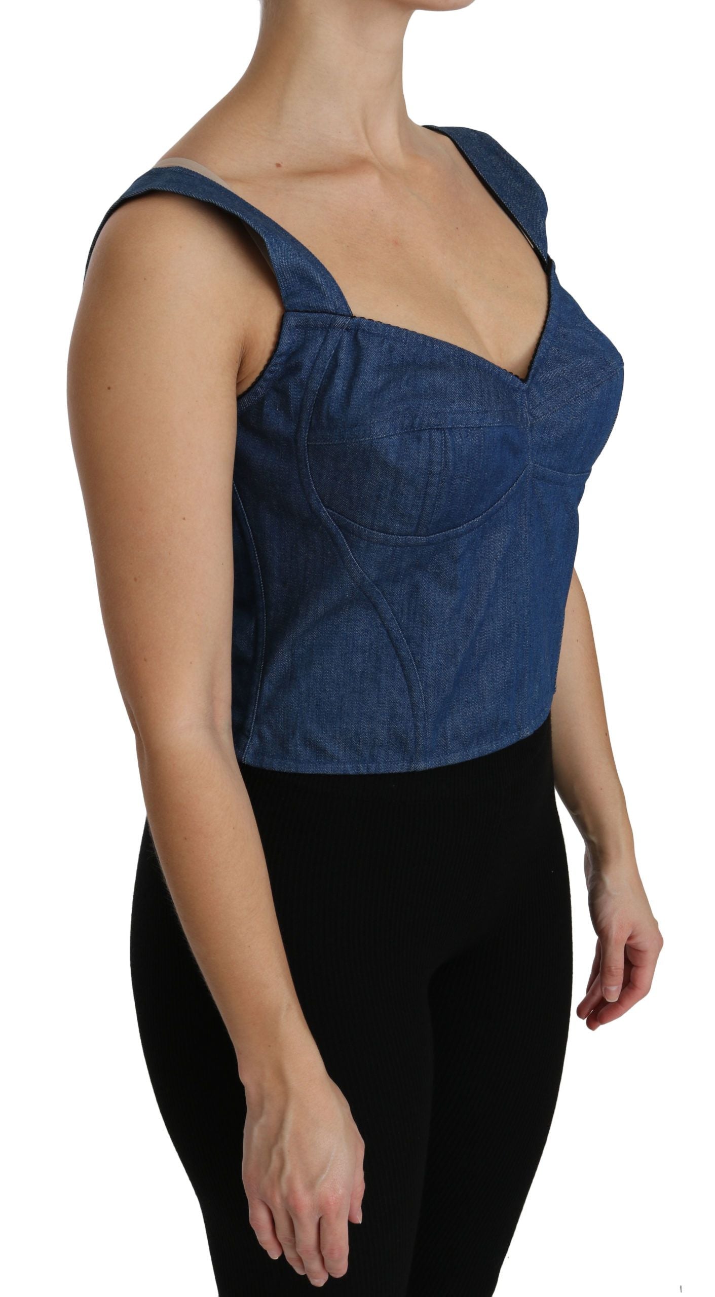 Dolce & Gabbana Elegant Ærmeløs Bustier Top i Blå