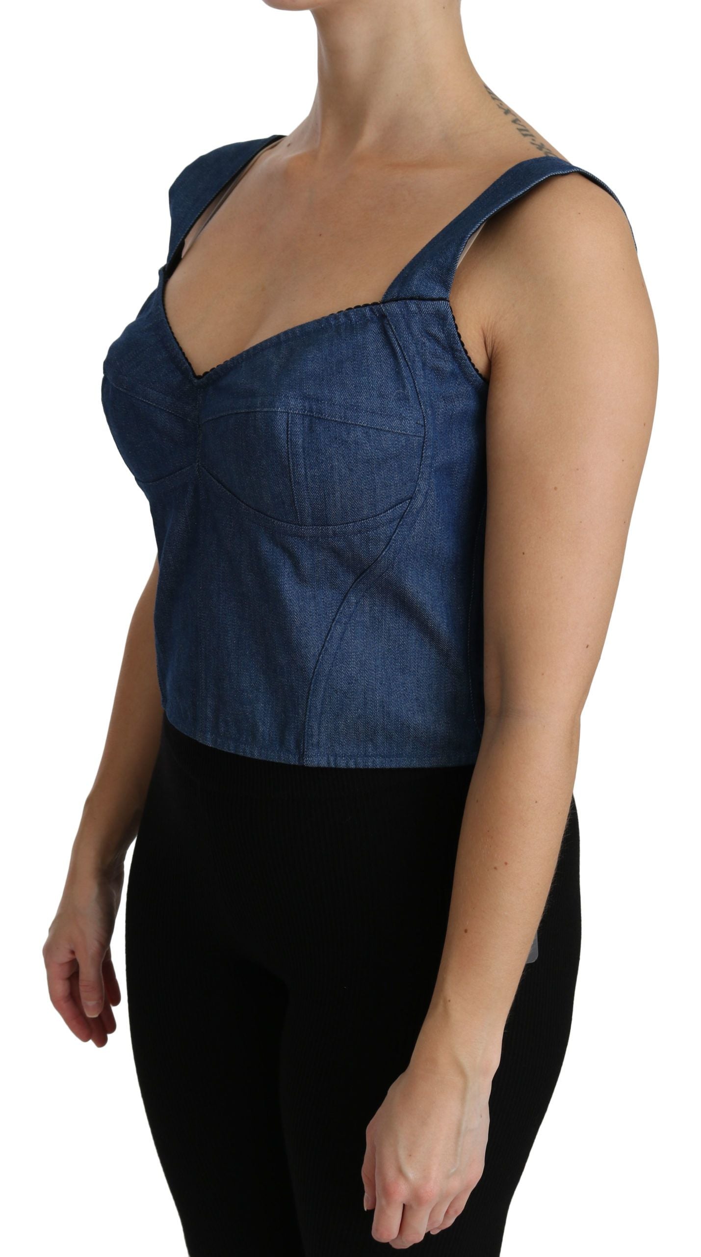 Dolce & Gabbana Elegant Ærmeløs Bustier Top i Blå