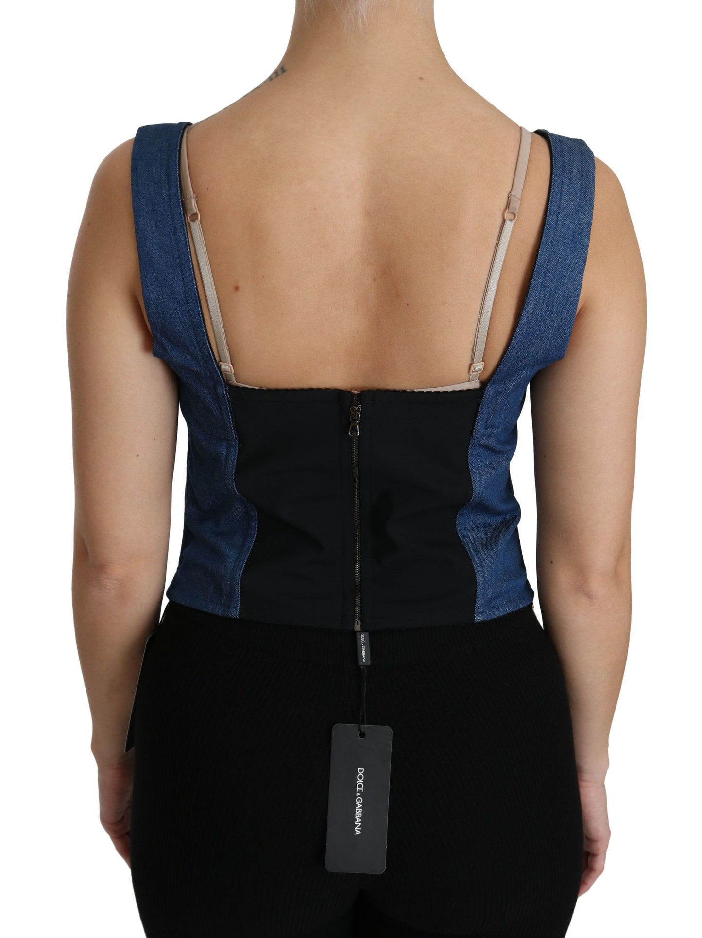 Dolce & Gabbana Elegant Ærmeløs Bustier Top i Blå