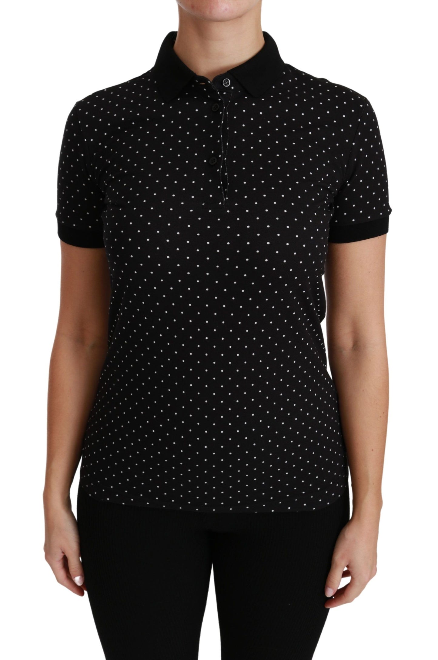 Dolce & Gabbana Elegant Sort Prikket Poloshirt